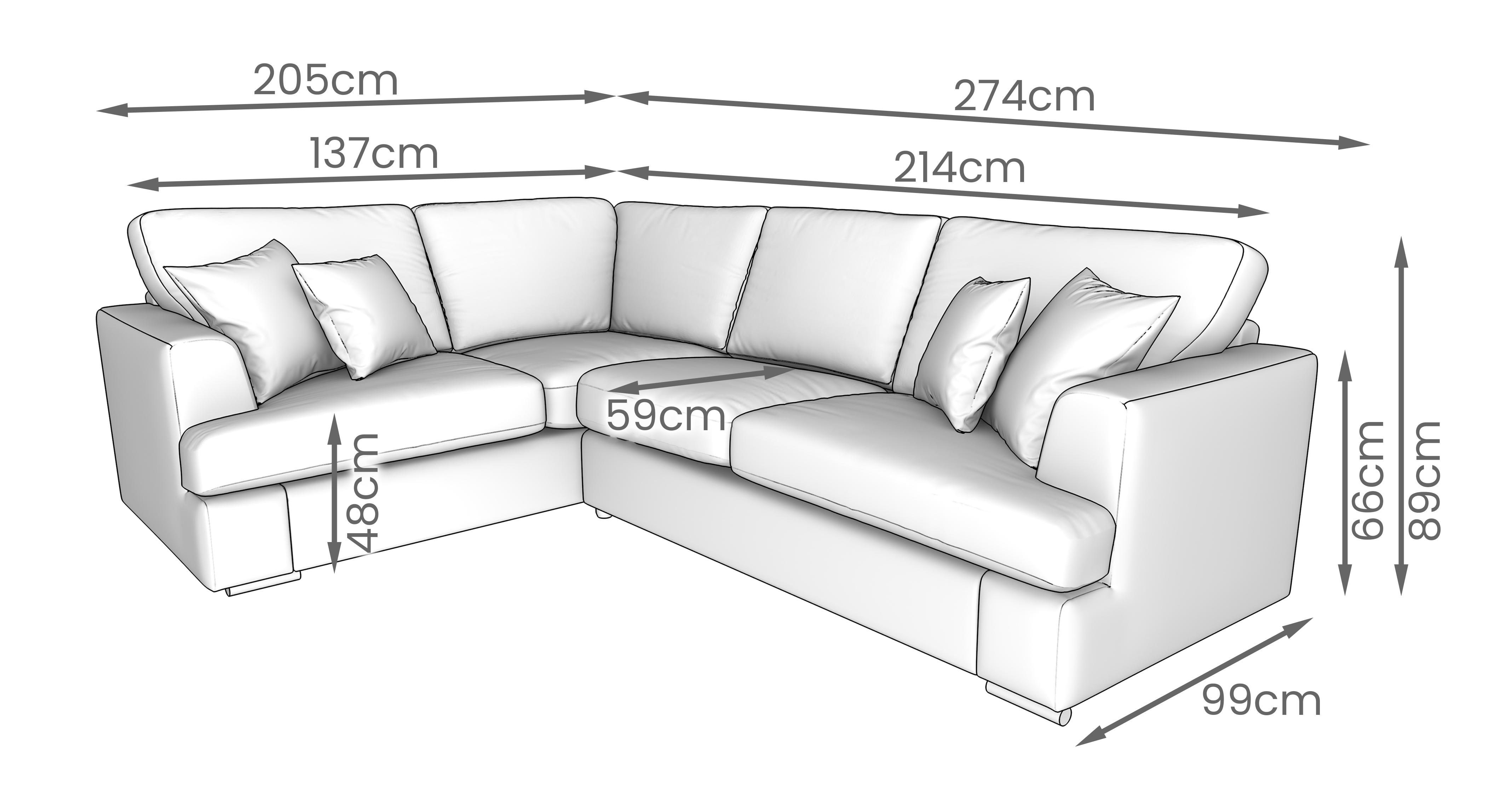 Freya Right Hand Facing 2 Seater Corner Sofa in Freya Silver with Silver feet