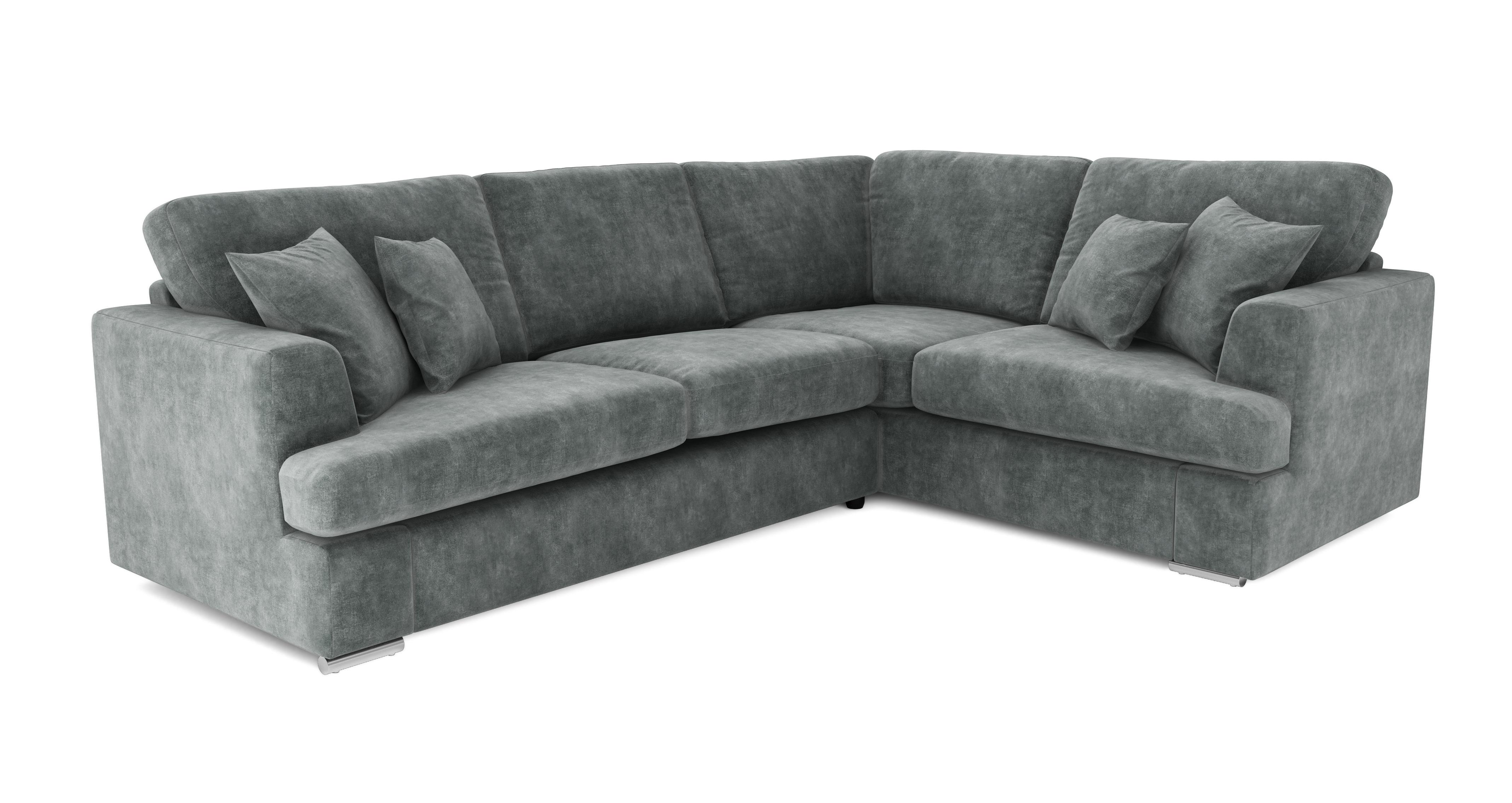 Freya Velvet Left Hand Facing 2 Seater Deluxe Corner Sofa Bed DFS