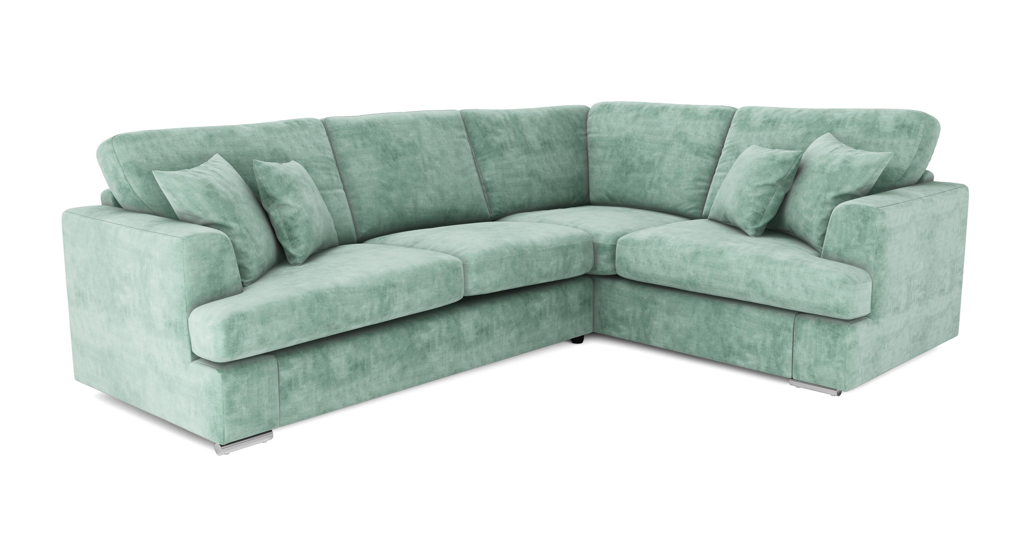 Freya Velvet Left Hand Facing 2 Seater Deluxe Corner Sofa Bed DFS