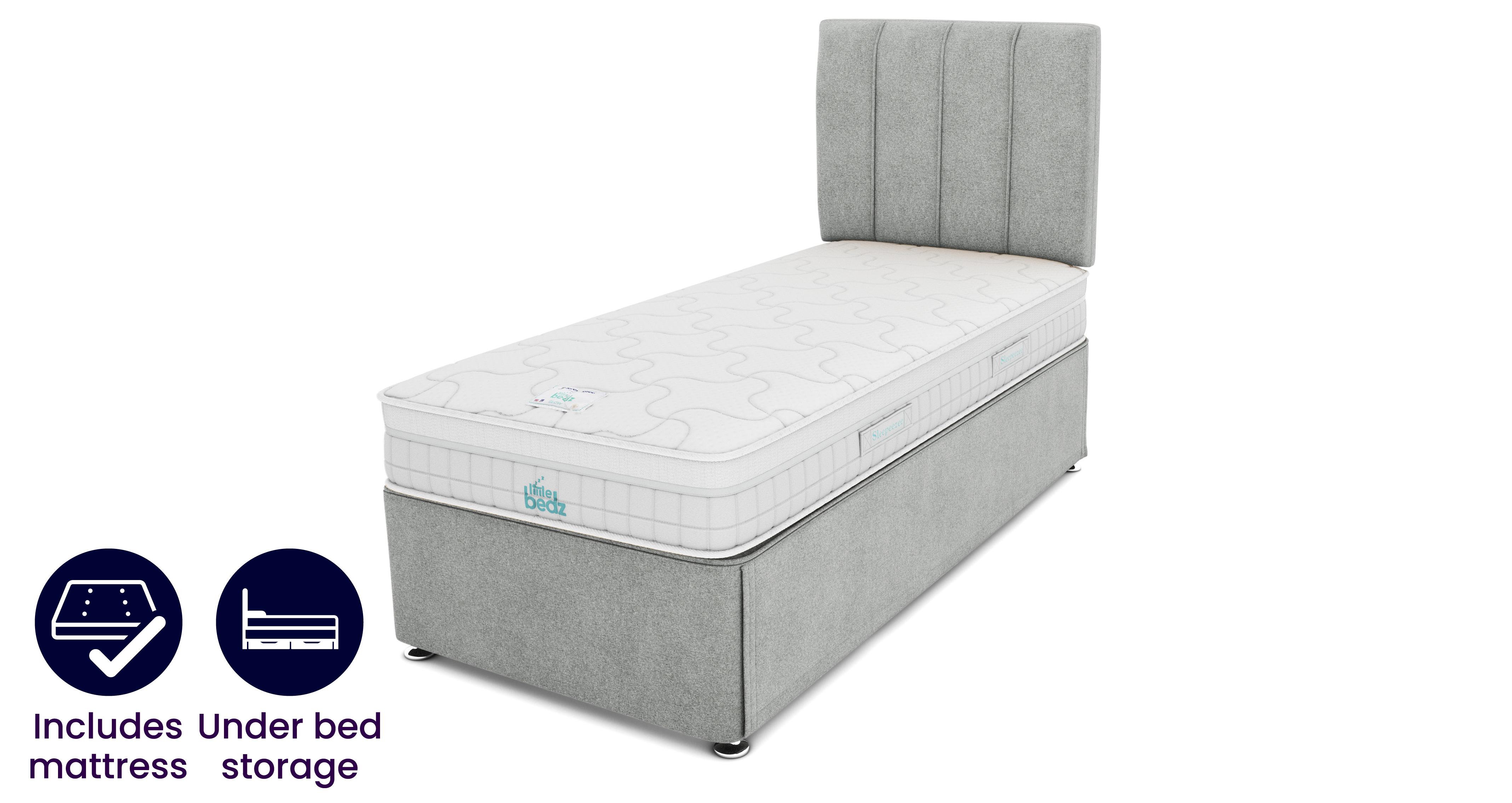 Single Store Away Base, Headboard and Little Bedz Glow Mattress