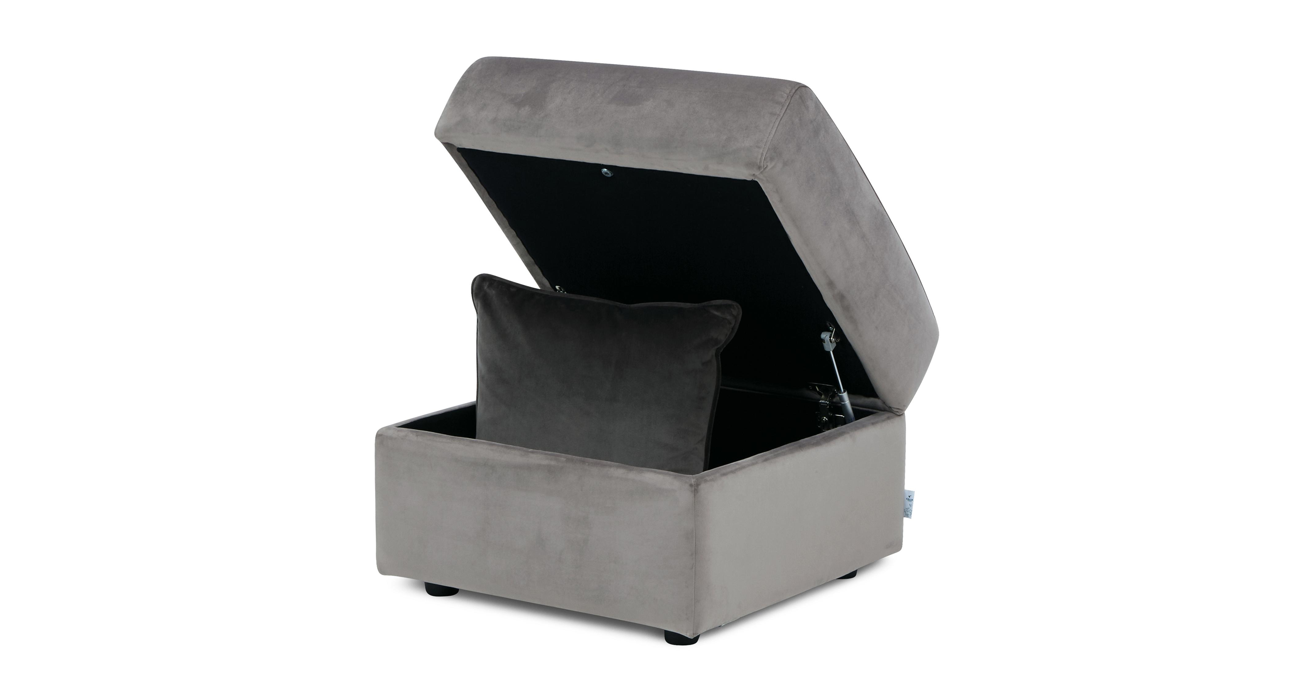 Gianni Storage Footstool in Lusso Velvet Grey