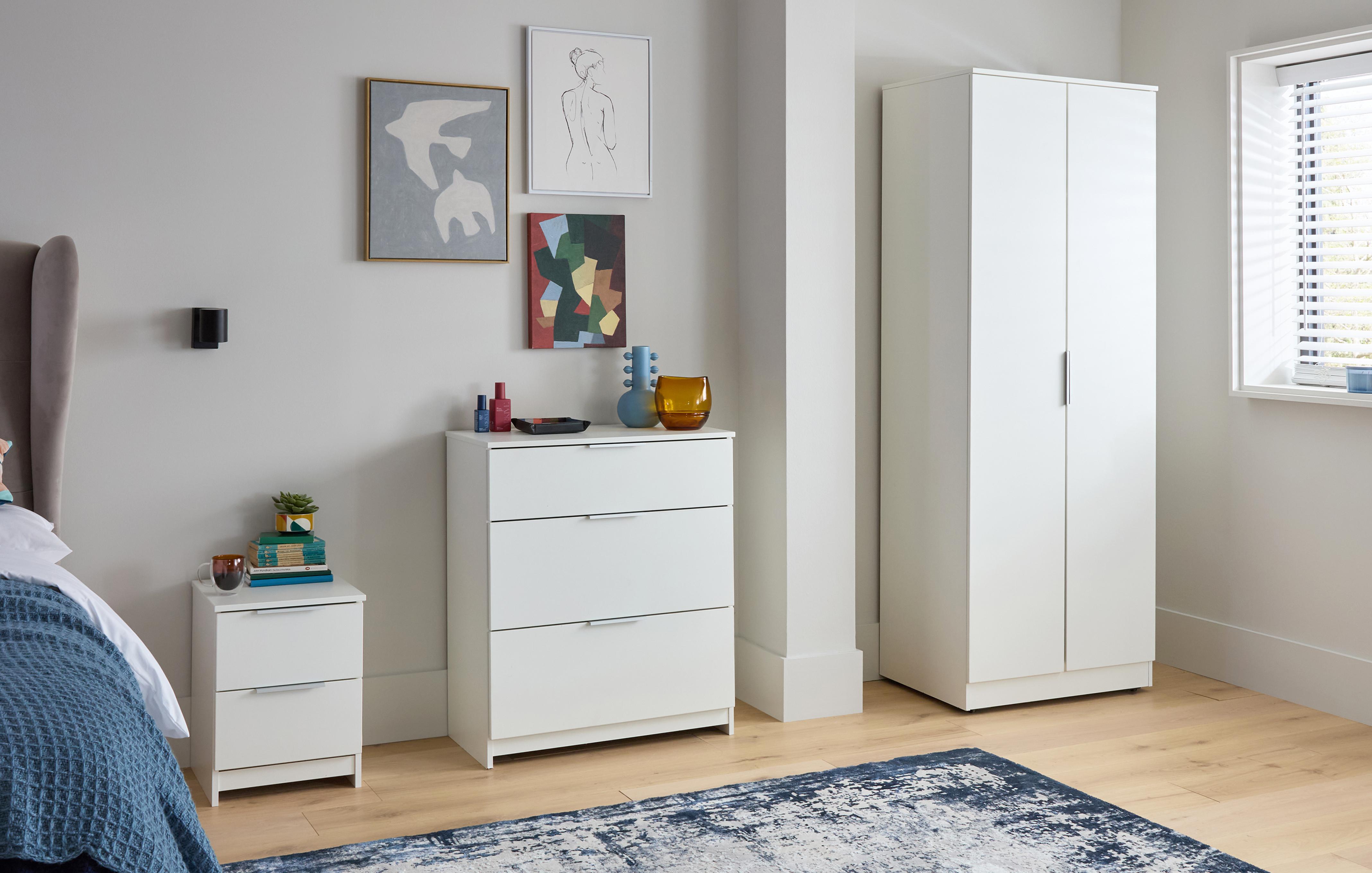 2 Drawer Bedside Cabinet, 3 Drawer Deep Chest & 2 Door Wardrobe Bundle