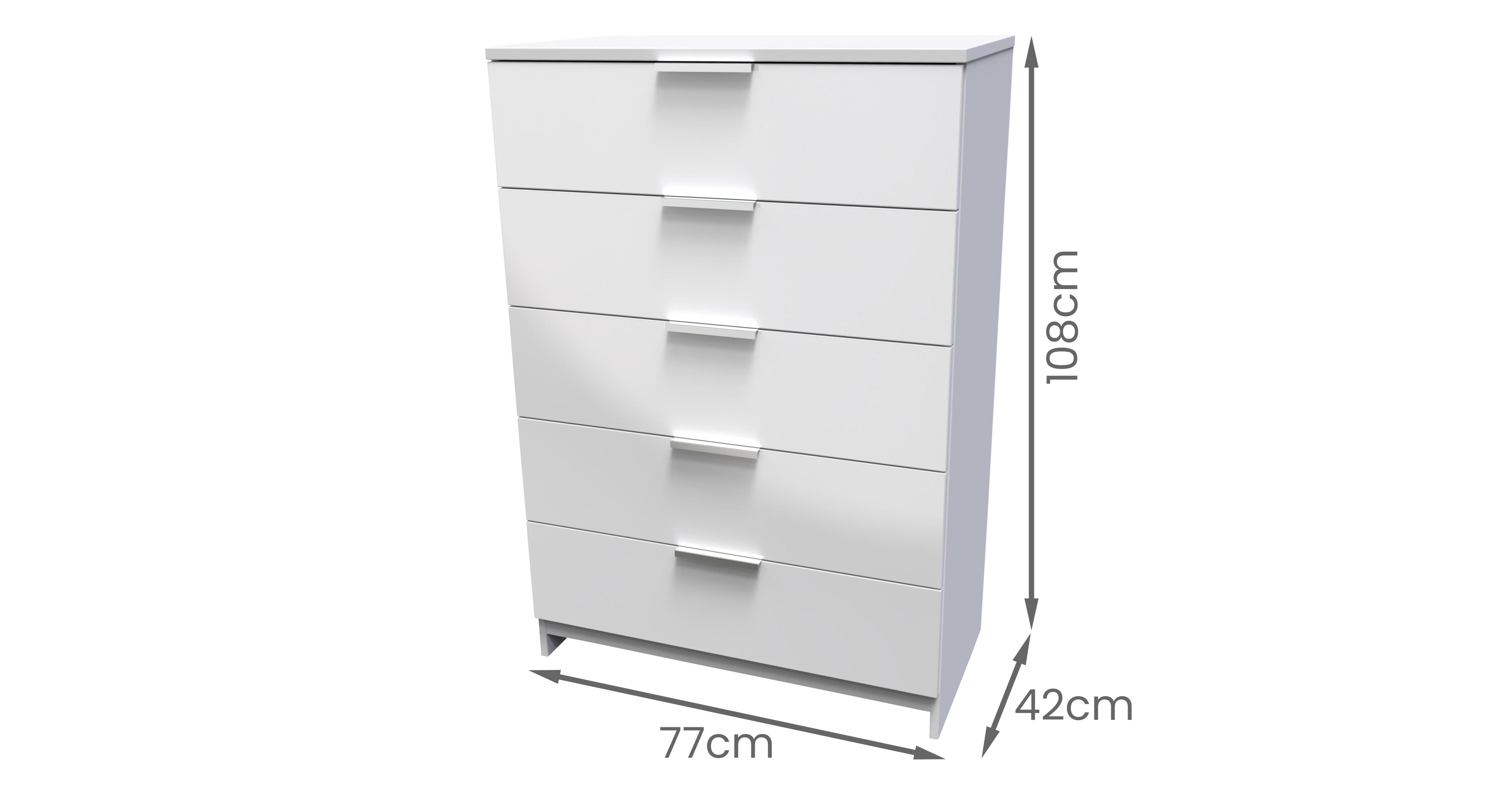 Grasmere 5 Drawer Chest in Grasmere White