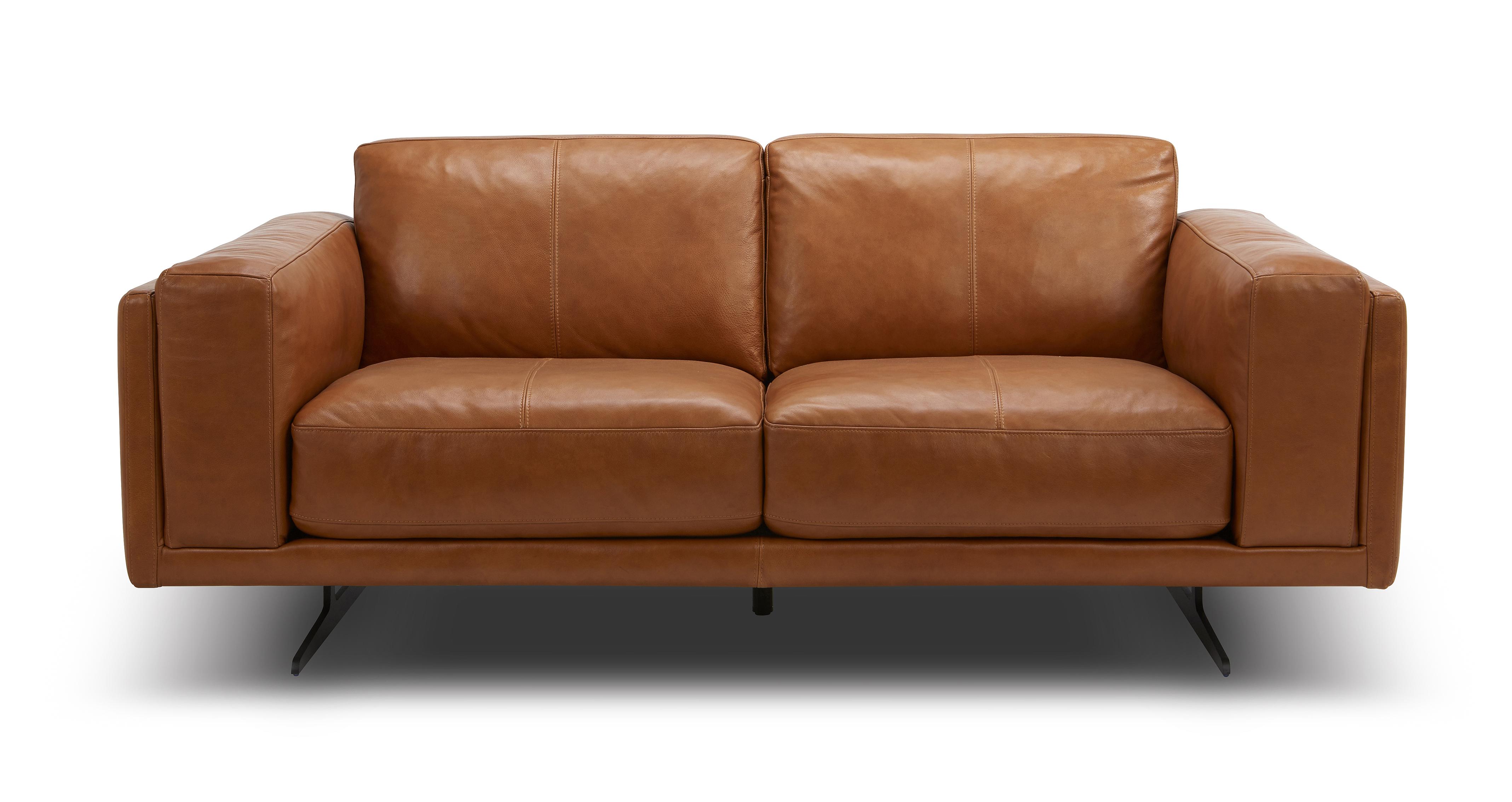 Tan leather deals sofa 2 seater