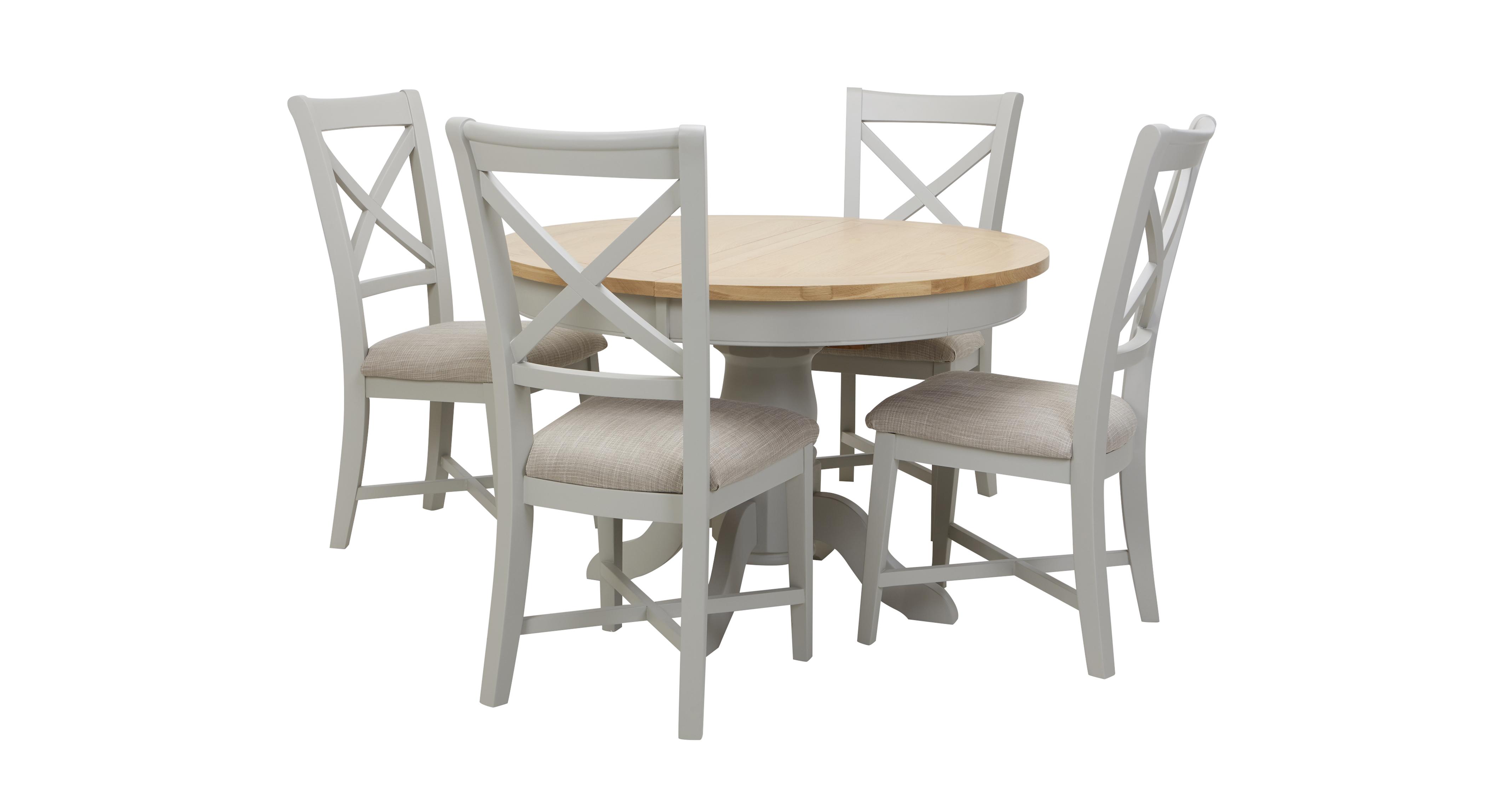 Harbour Round Extending Table & Set of 4 Dining Chairs | DFS