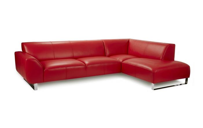 Hardy Leather Left Hand Facing Arm, Red Leather Corner Sofa
