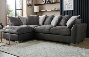 Pillow Back Right Hand Facing 3 Seater Open End Corner Sofa
