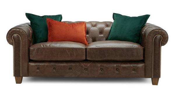 Henrie Leather 3 Seater Sofa, What Are Dfs Sofas Filled With