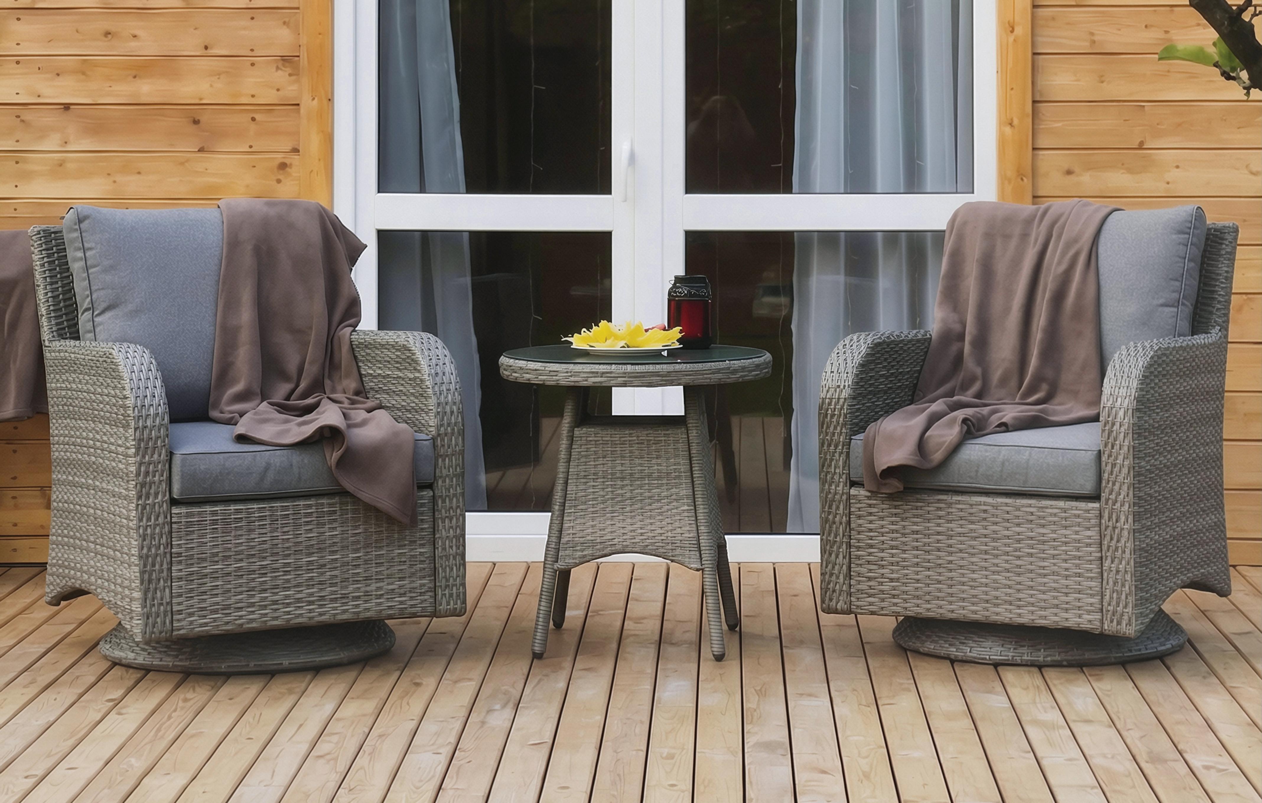 2 Swivel Chairs & Side Table
