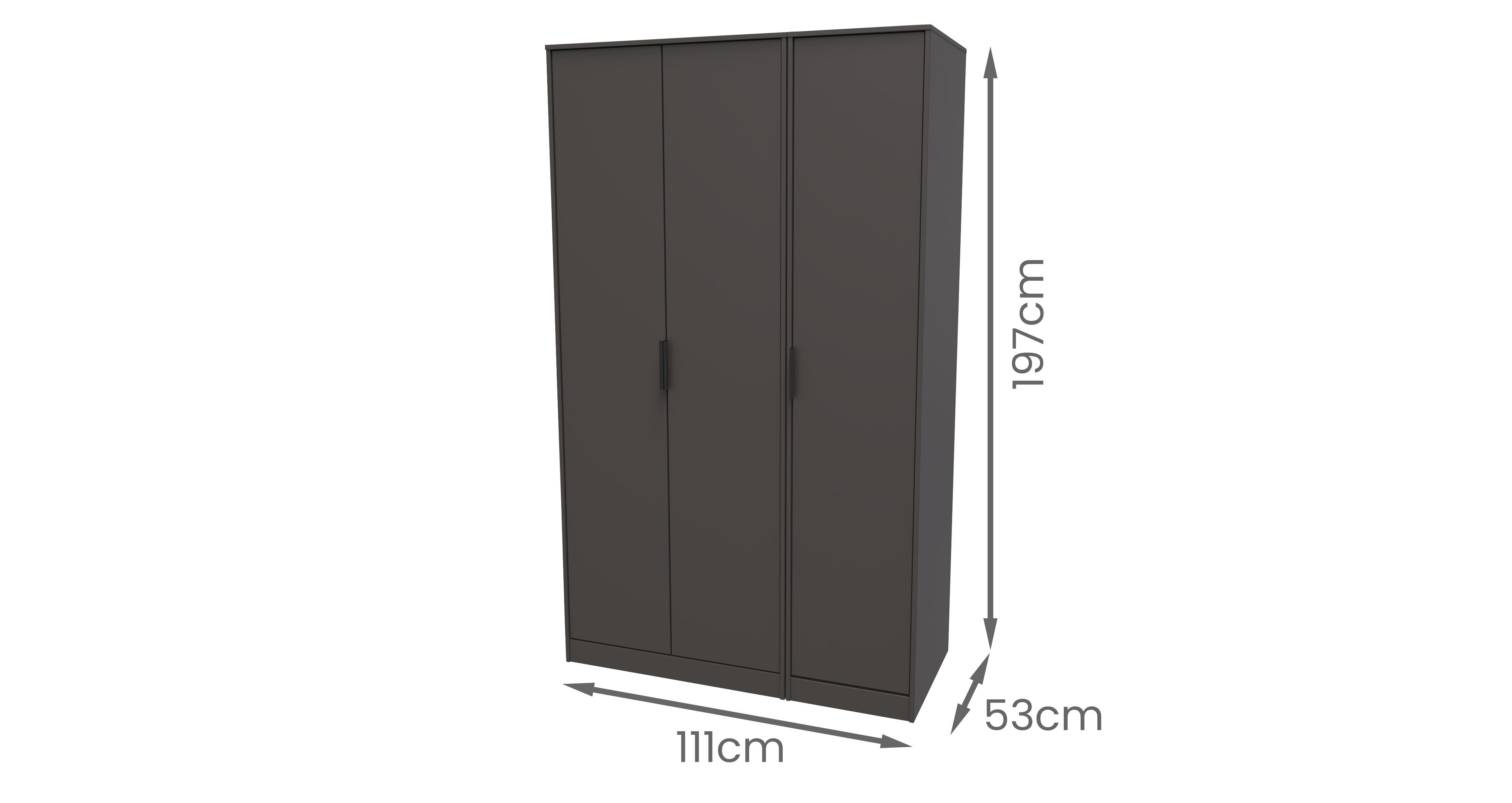 Huck 3 Door Wardrobe in Huck Graphite