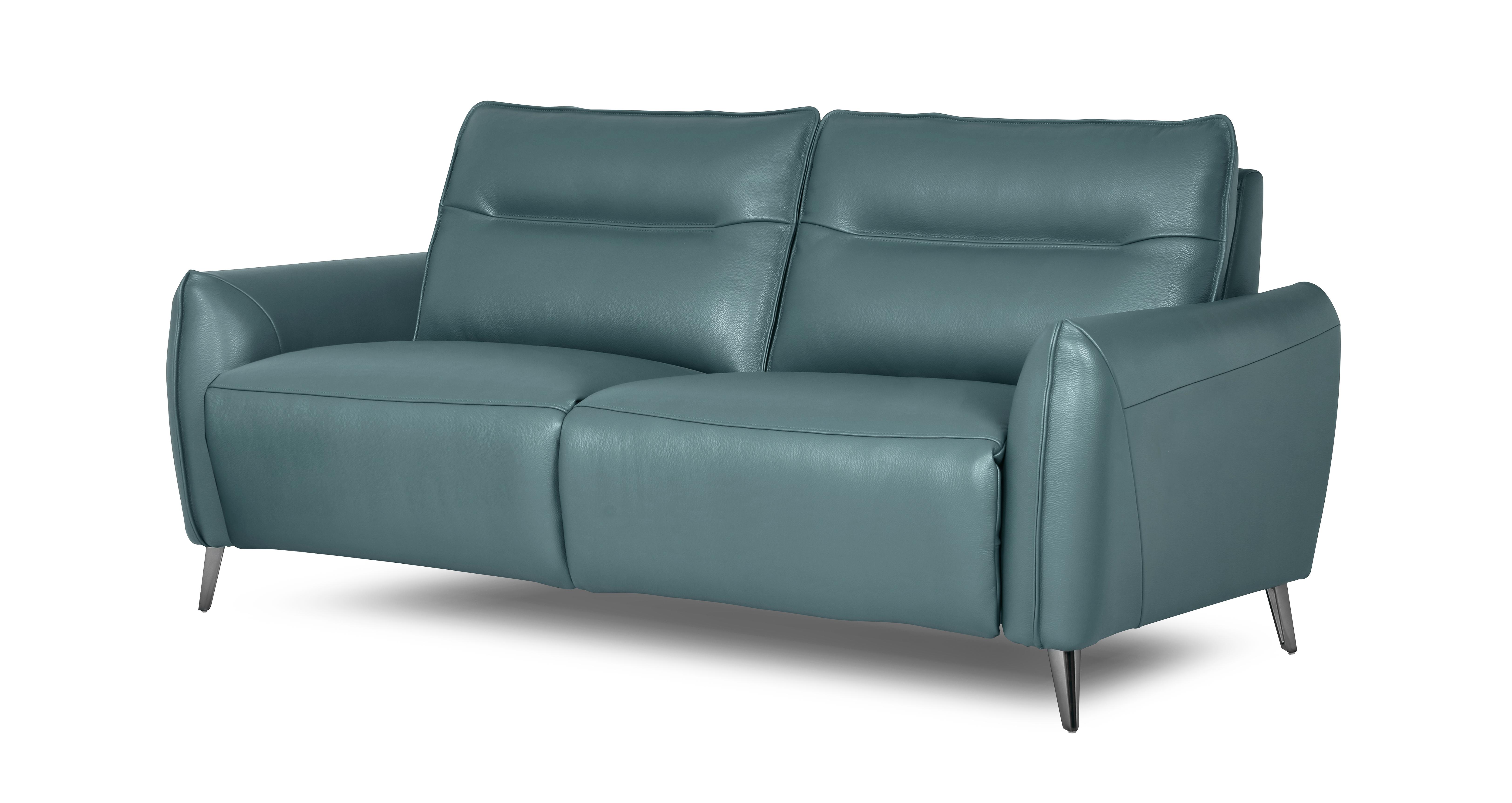 Teal green deals leather sofa