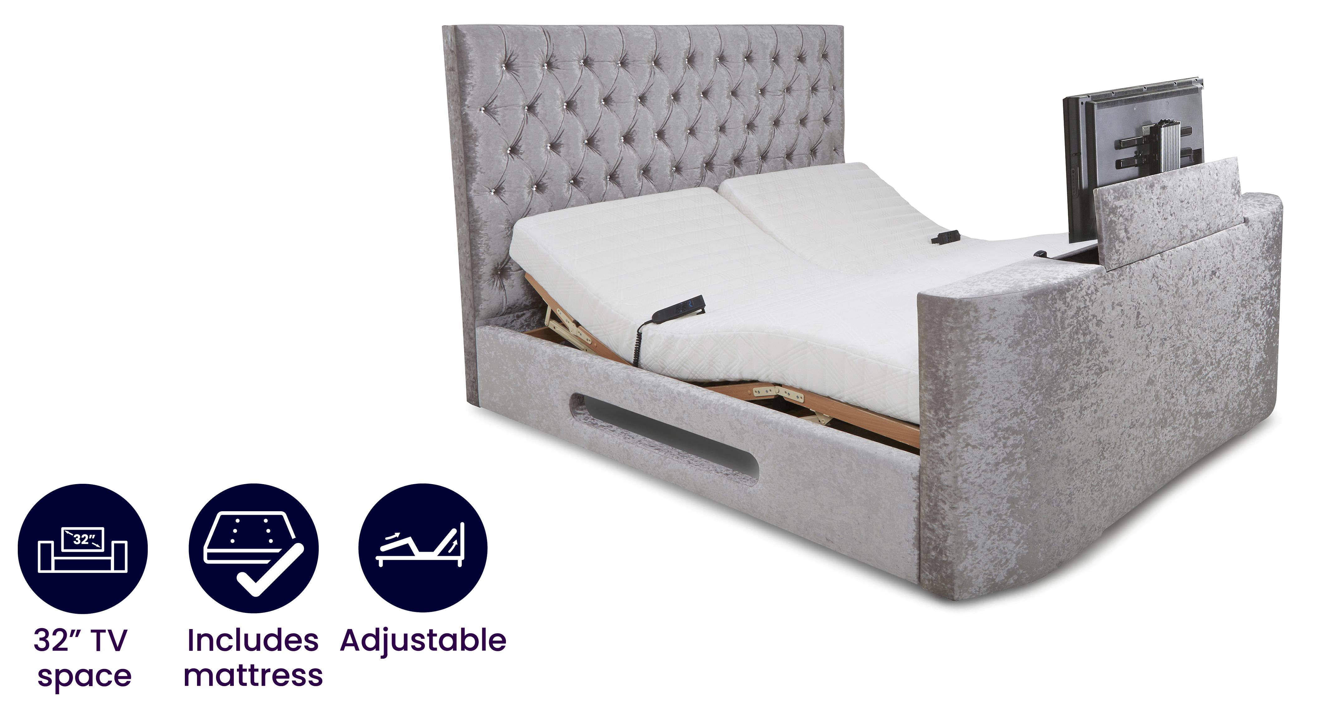 Impulse King Adjustable Tv Bed, King Bed Frame With Tv Lift