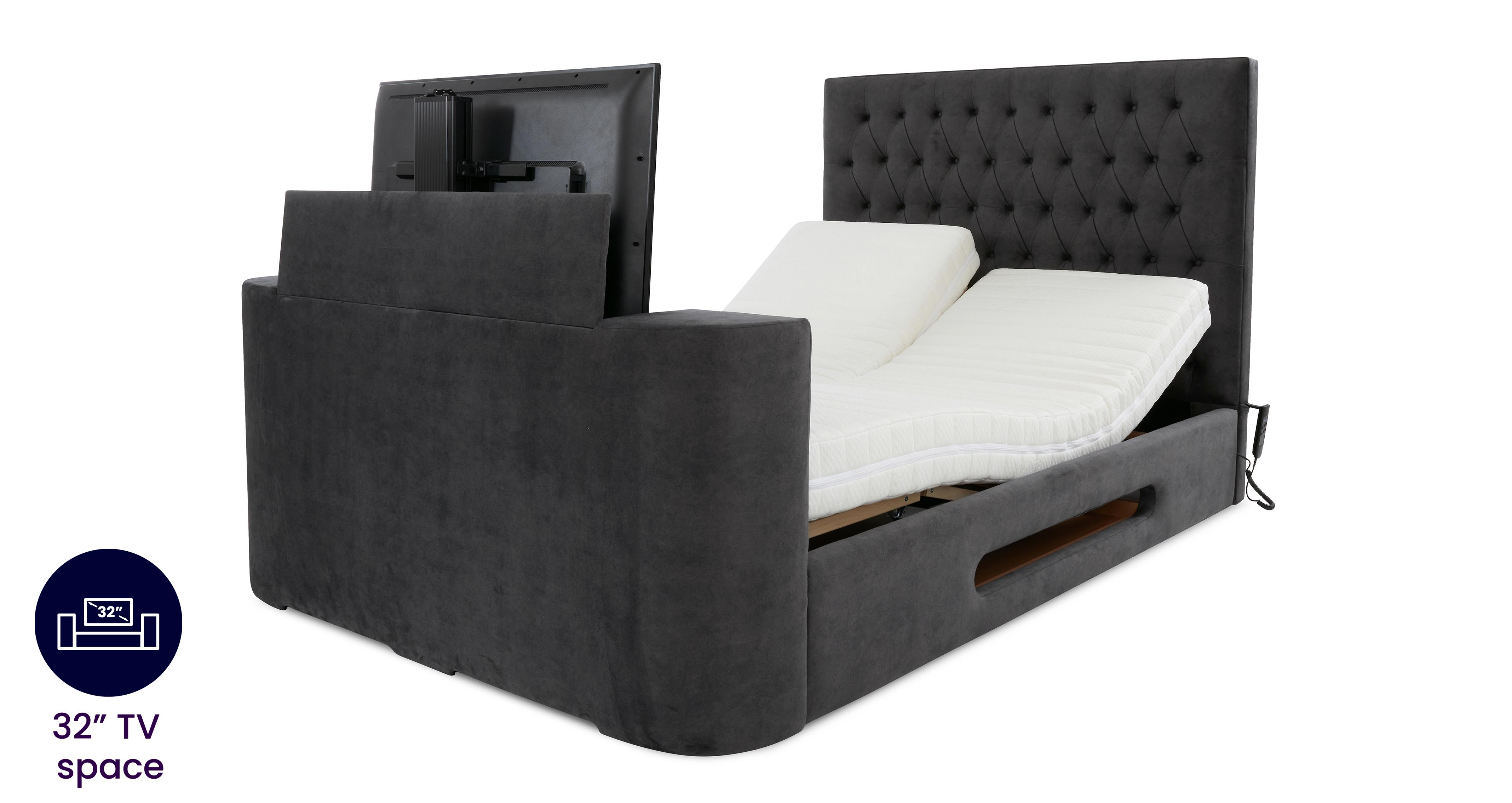 Indira Super King Adjustable TV Bed With Memory Foam