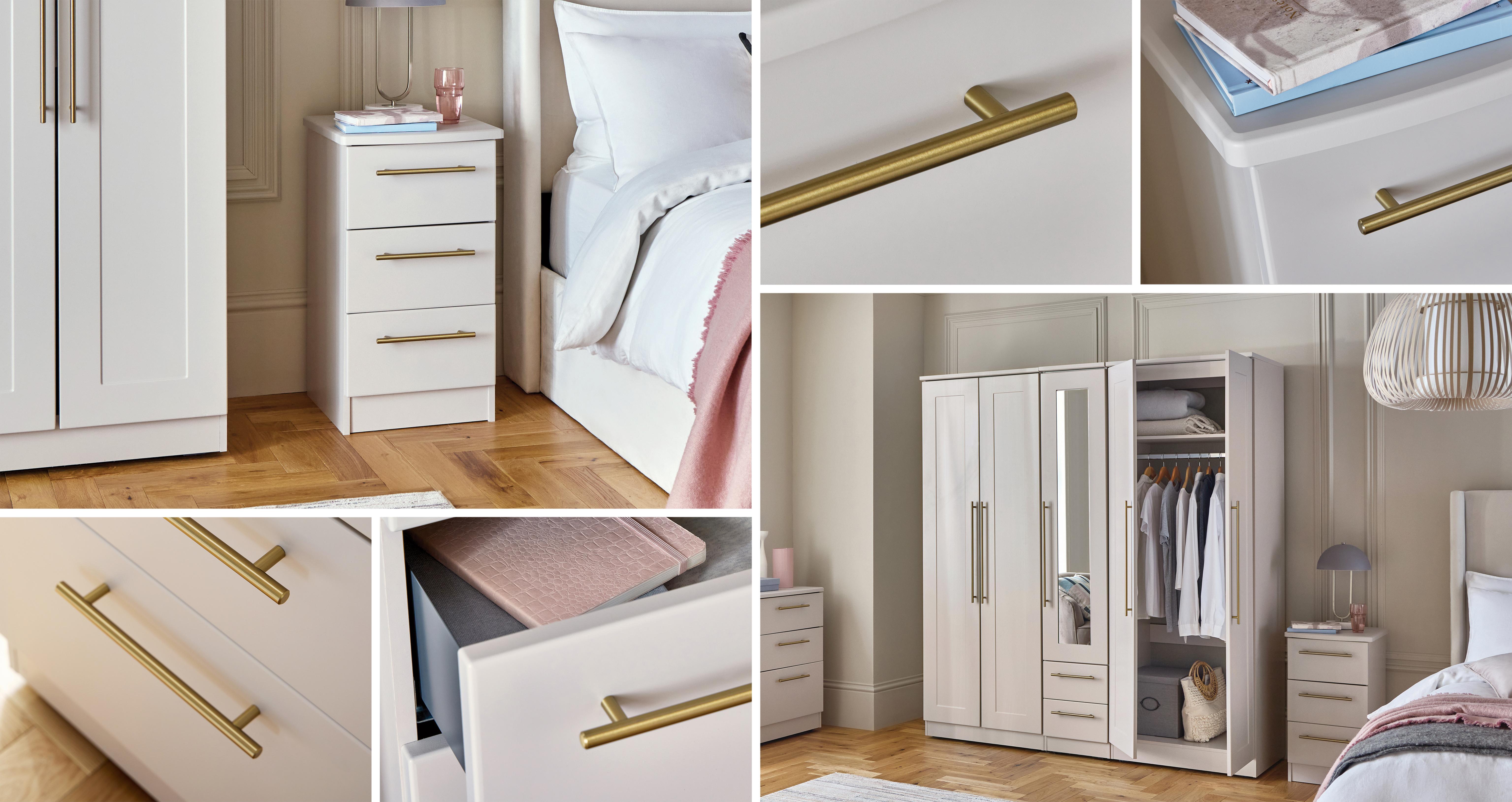 Iona 3 Drawer Bedside Cabinet in Iona Kashmir