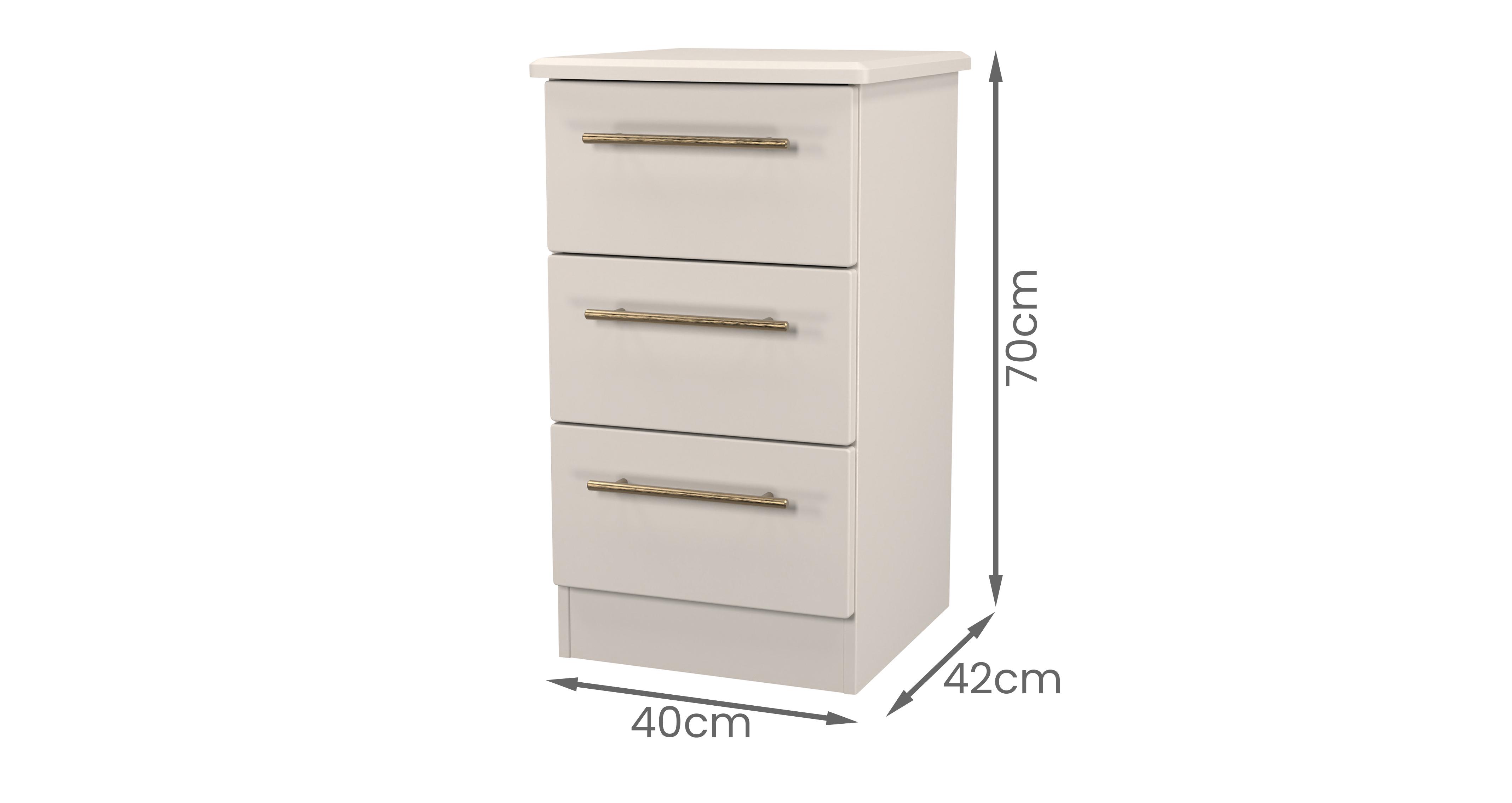 Iona 3 Drawer Bedside Cabinet in Iona Kashmir