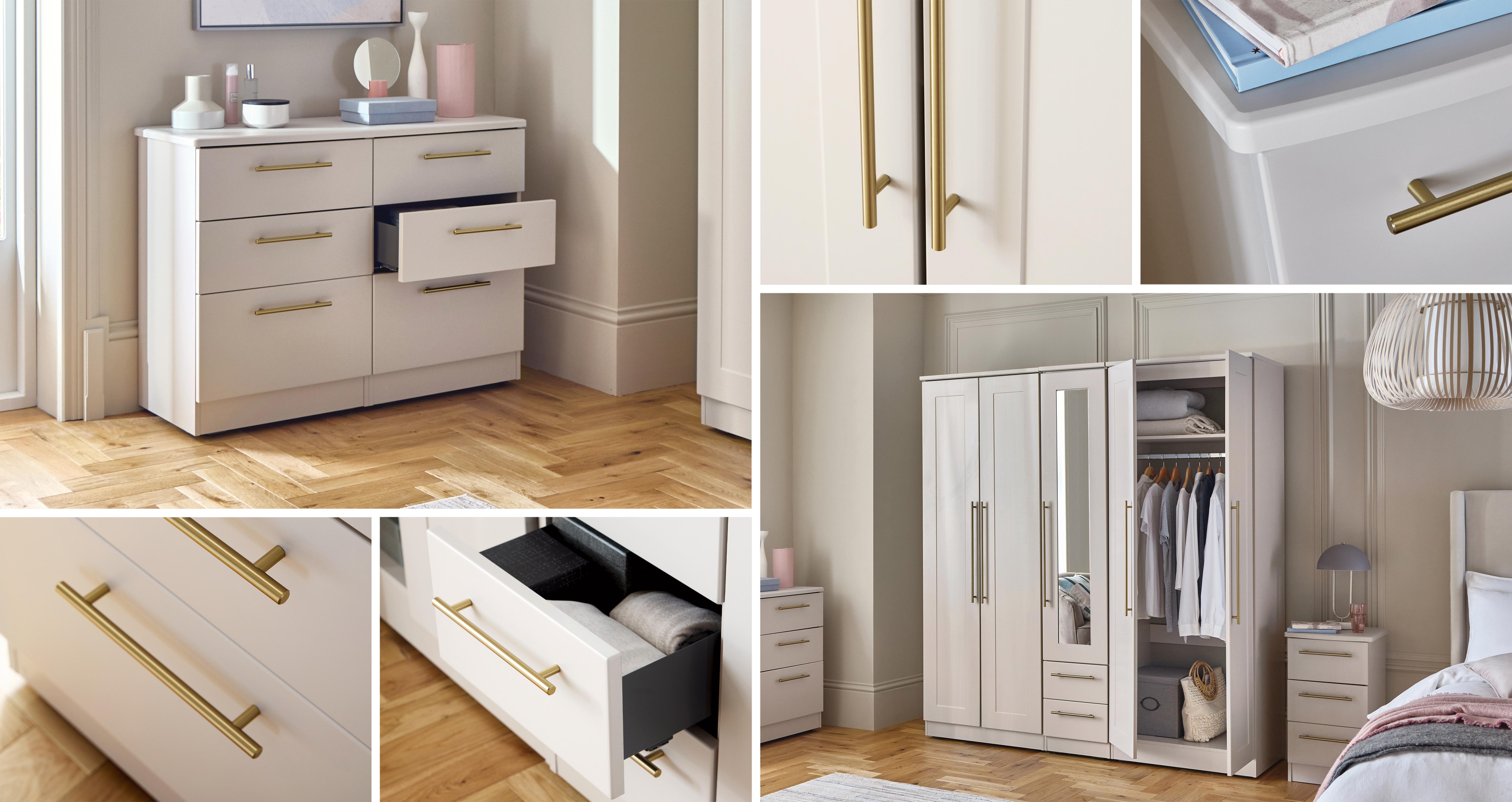 Iona Tall 5 Door 2 Drawer 1 Mirror Wardrobe in Iona Kashmir