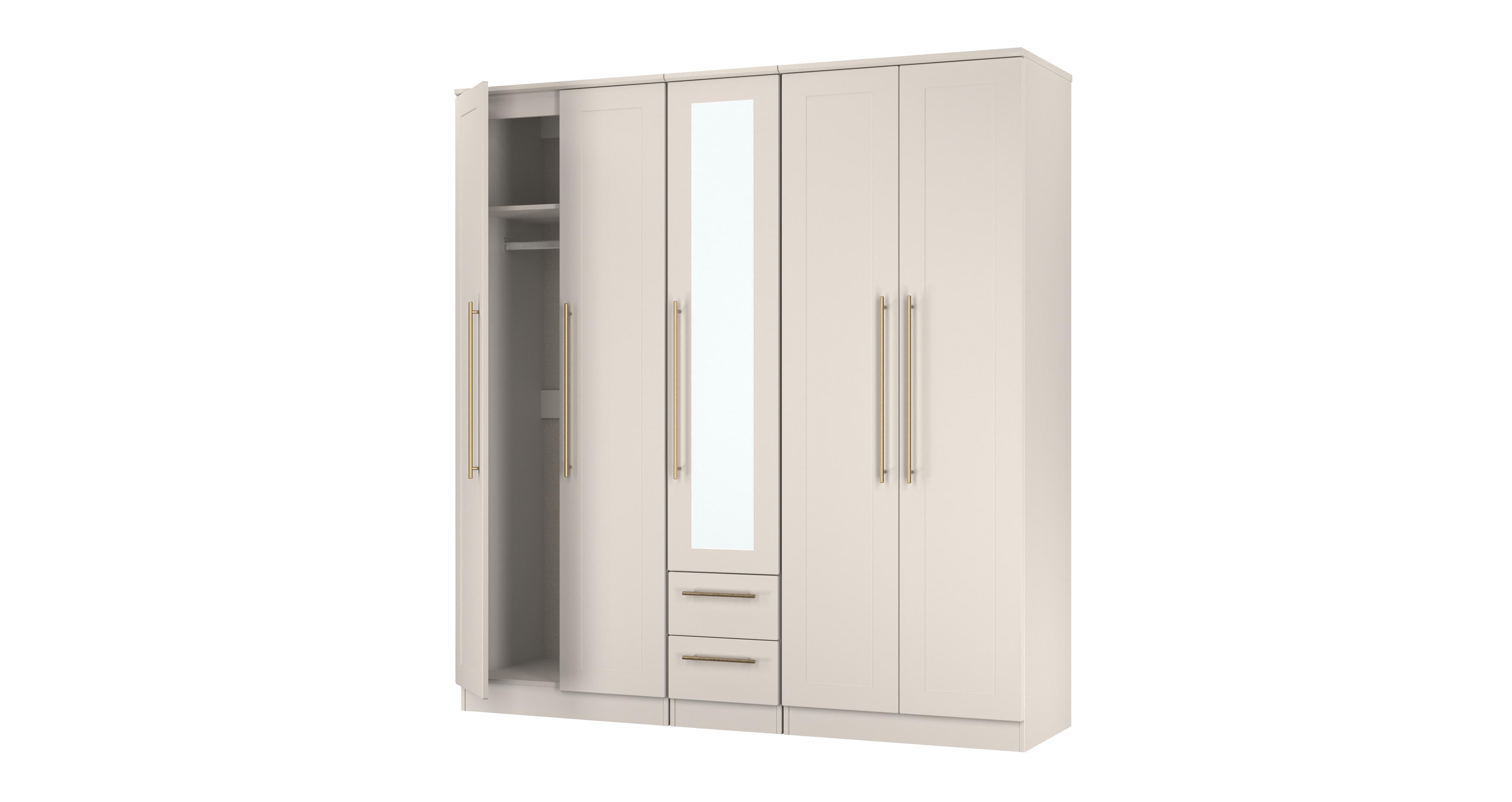 Iona Tall 5 Door 2 Drawer 1 Mirror Wardrobe in Iona Kashmir
