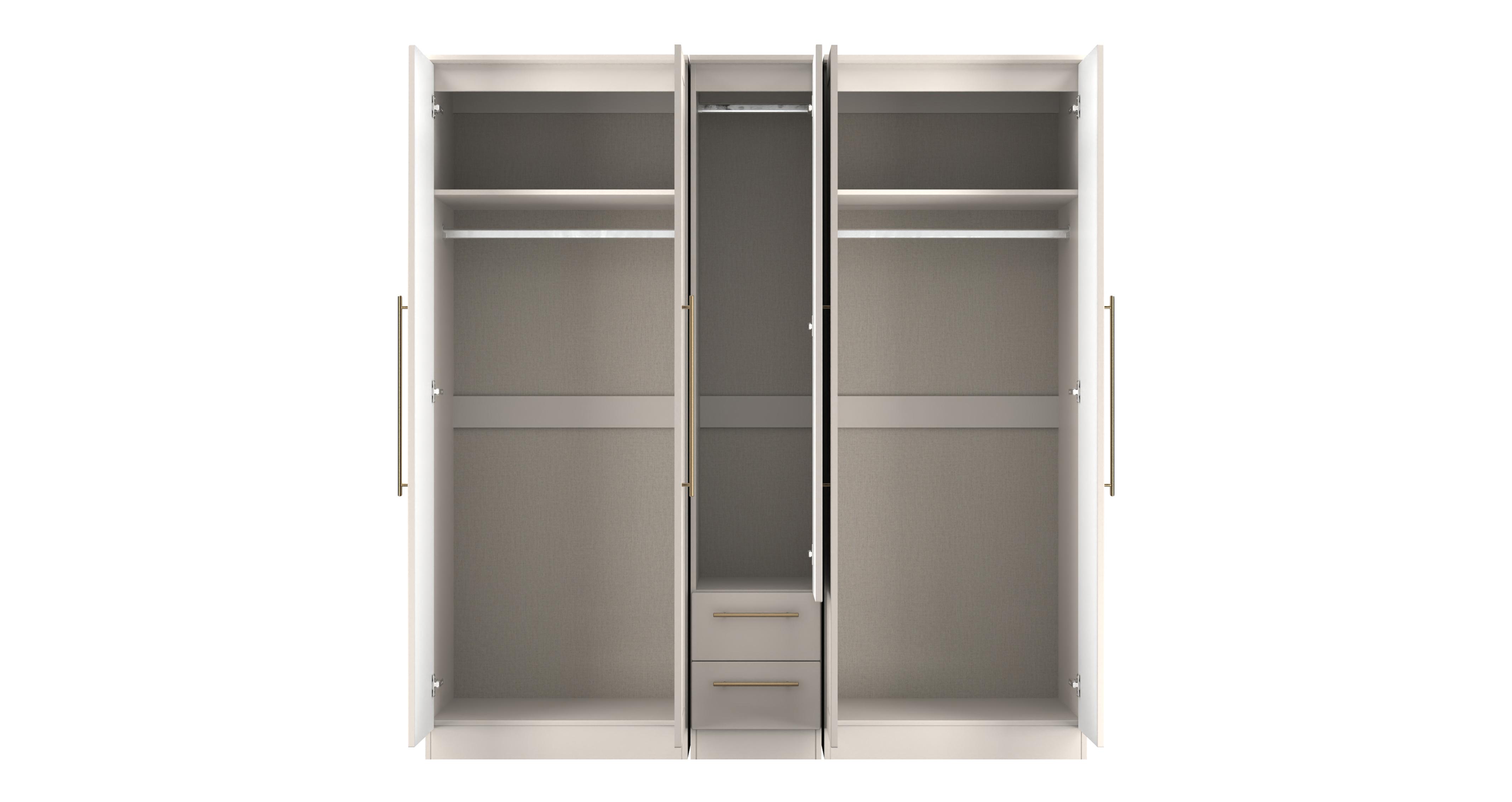 Iona Tall 5 Door 2 Drawer 1 Mirror Wardrobe in Iona Kashmir