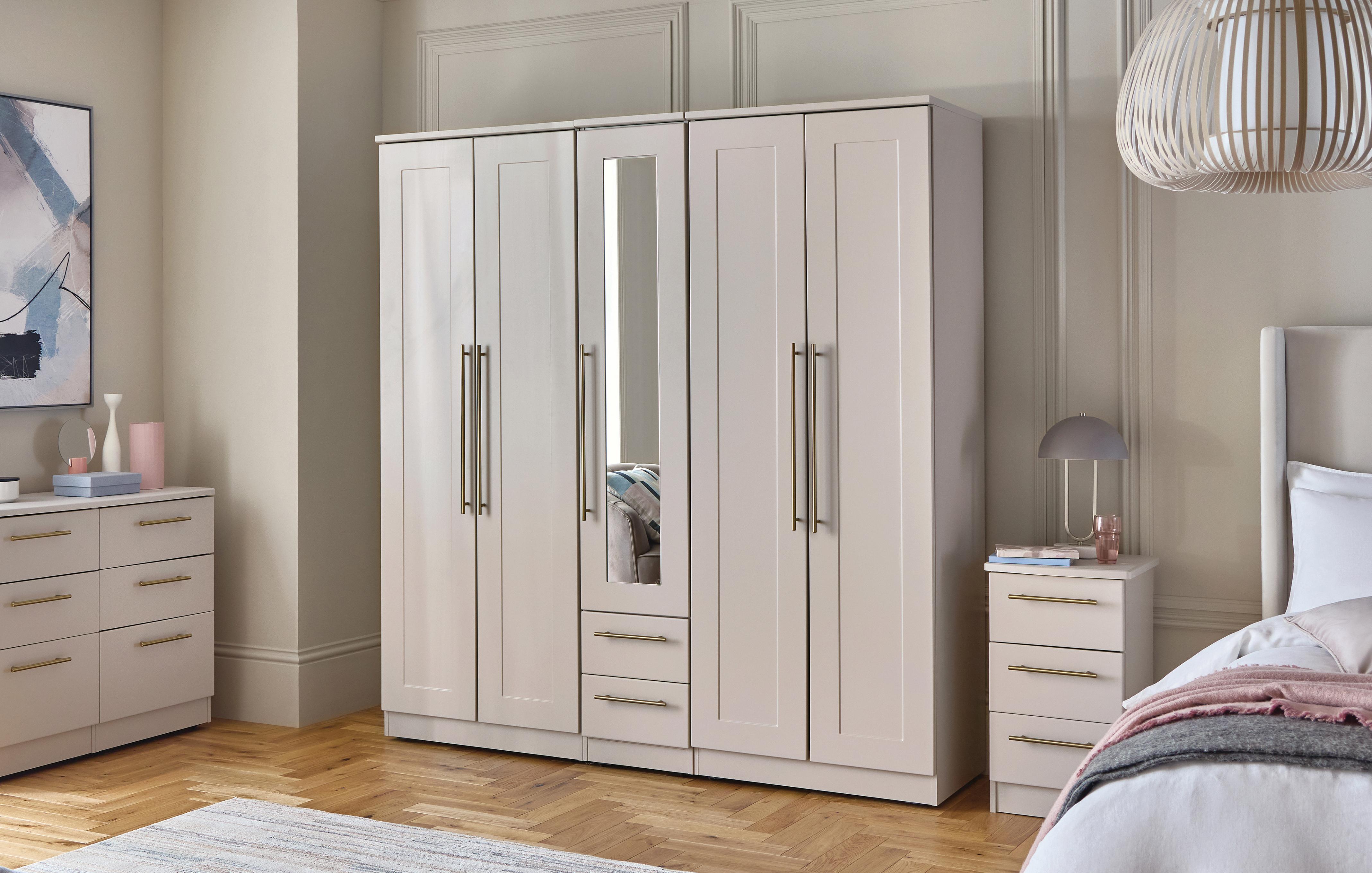 Tall 5 Door 2 Drawer 1 Mirror Wardrobe
