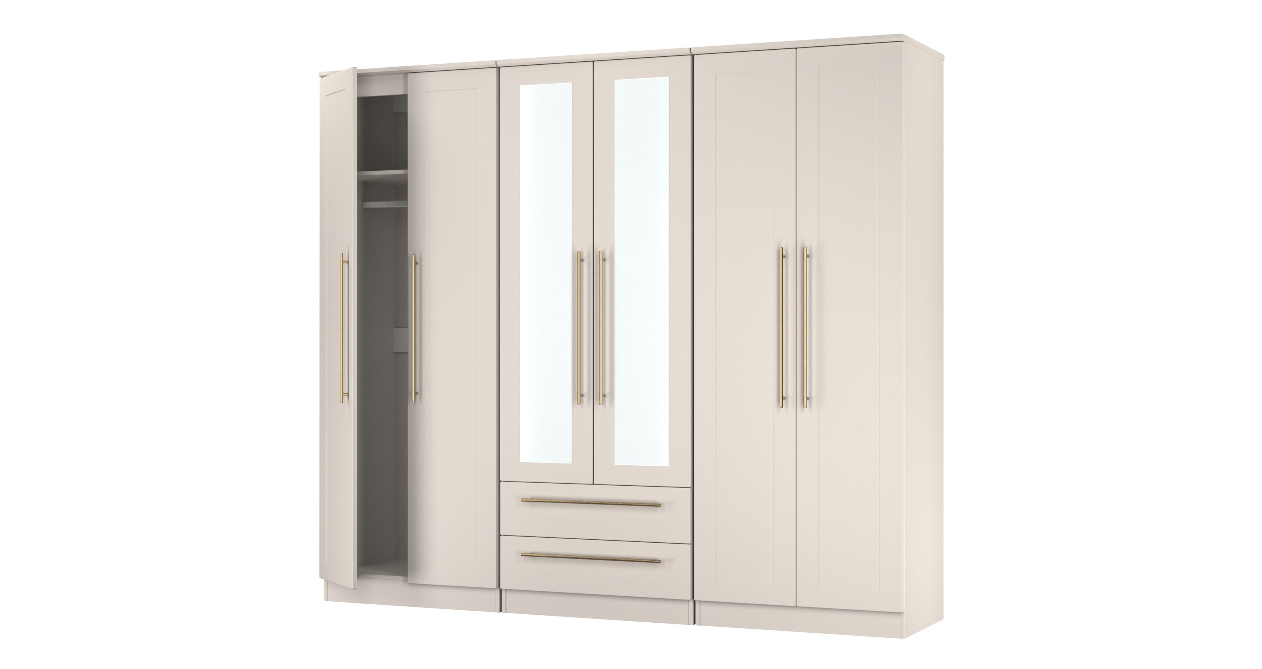 Iona Tall 6 Door 2 Drawer 2 Mirror Wardrobe in Iona Kashmir
