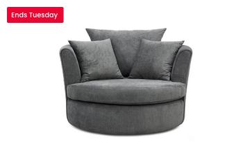 Large Swivel Chair with 2 Plain Cushions
