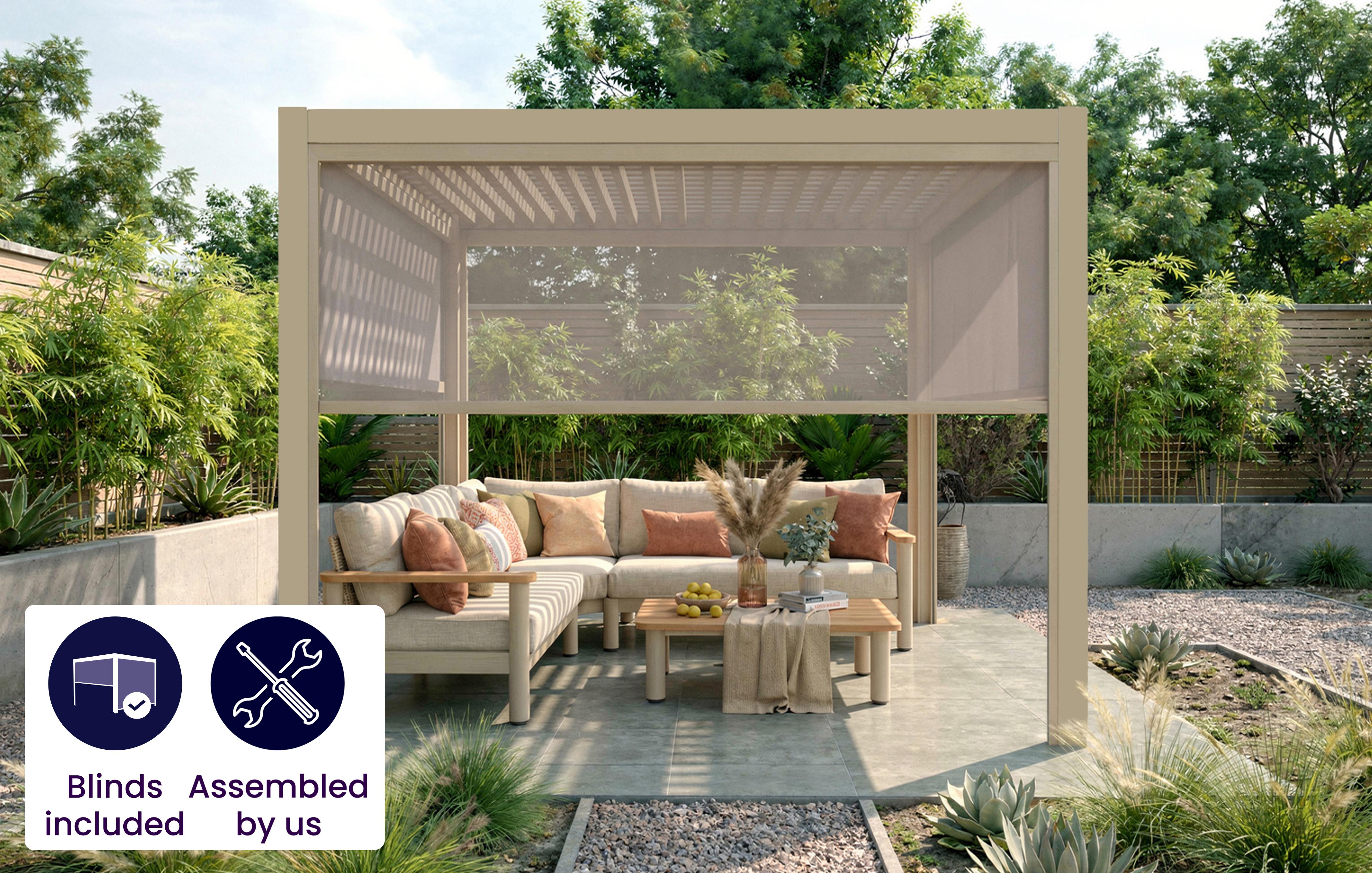 30x30 Pergola With 4 Drop Blinds