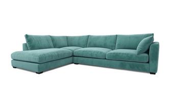 Velvet Right Hand Facing Arm Large Open End Corner Sofa 
