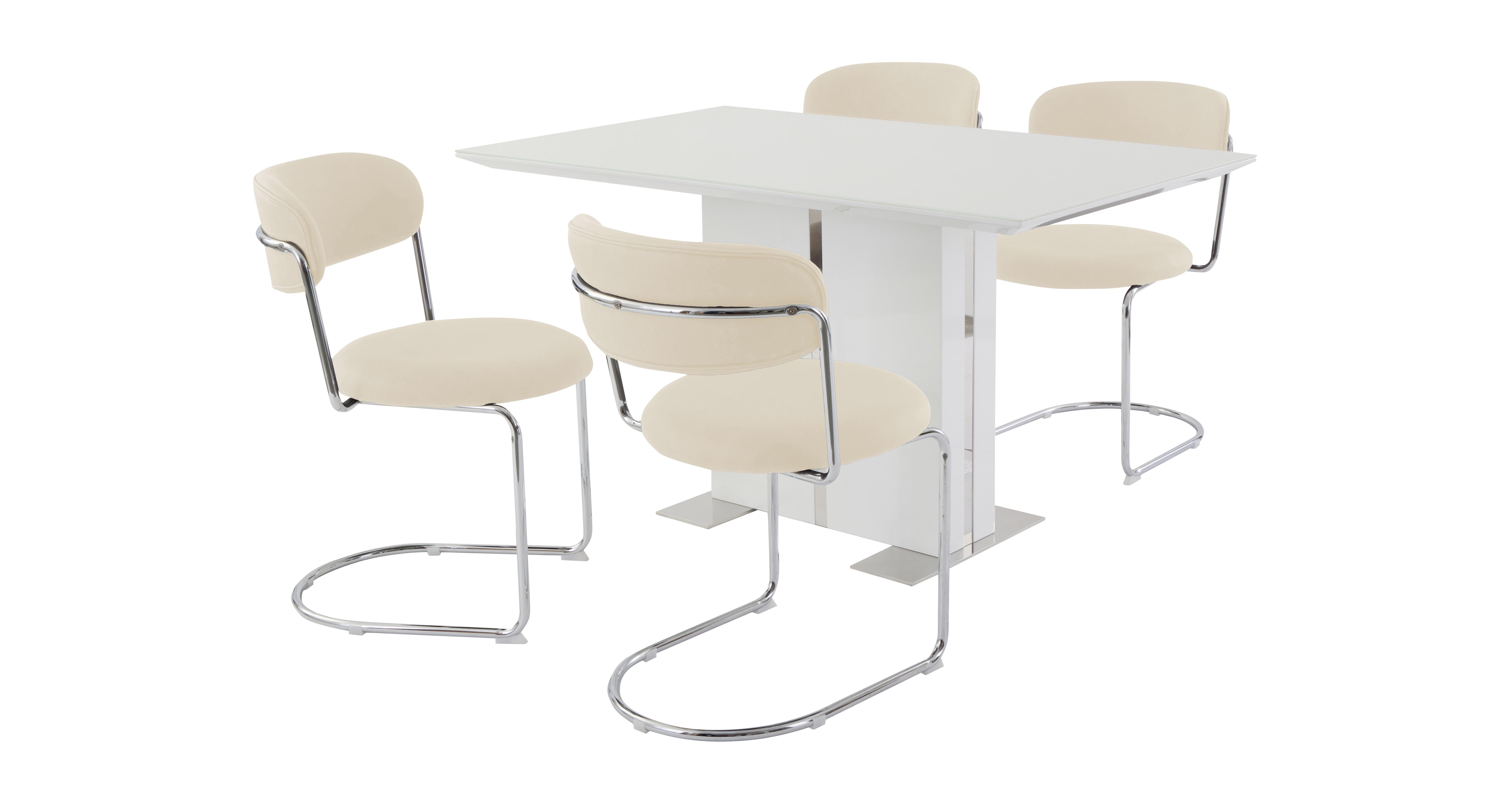 Dining Set Table and 4 Beige Chairs