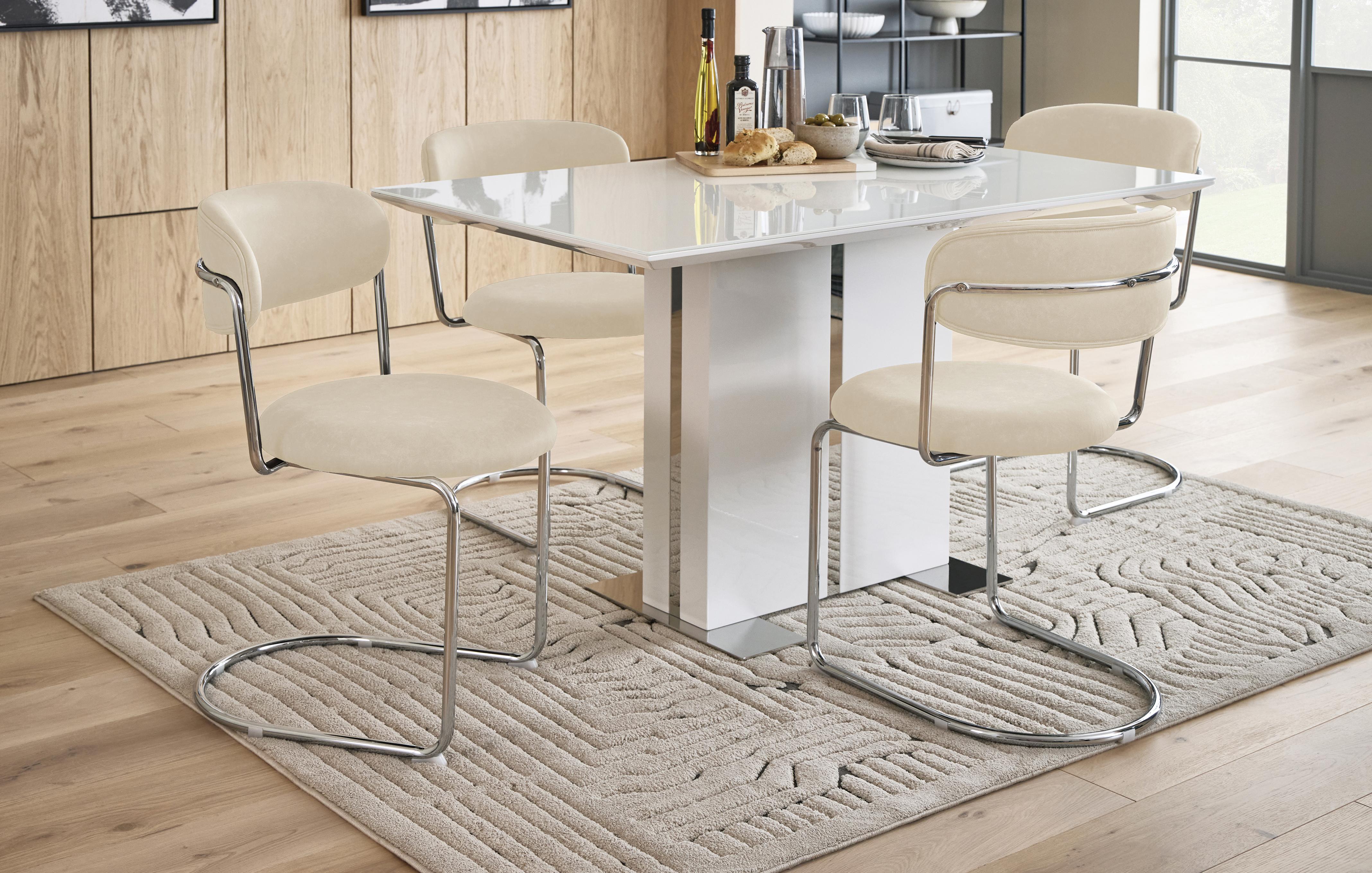 Dining Set Table and 4 Beige Chairs