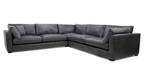Keaton Leather Large Corner Sofa, Black And White Leather Sofa Dfs