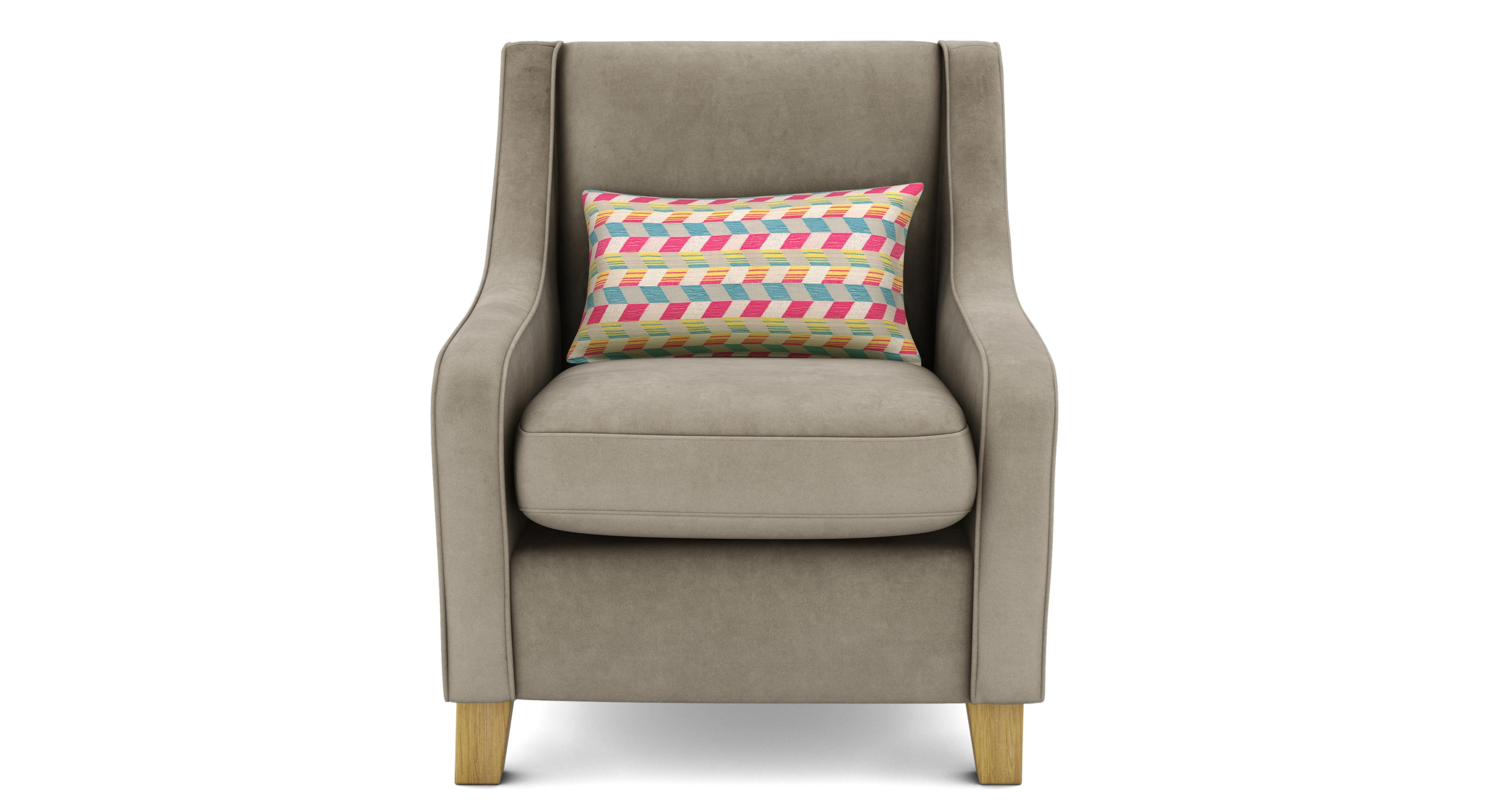 Kian Velvet Accent Chair With Pattern Bolster | DFS