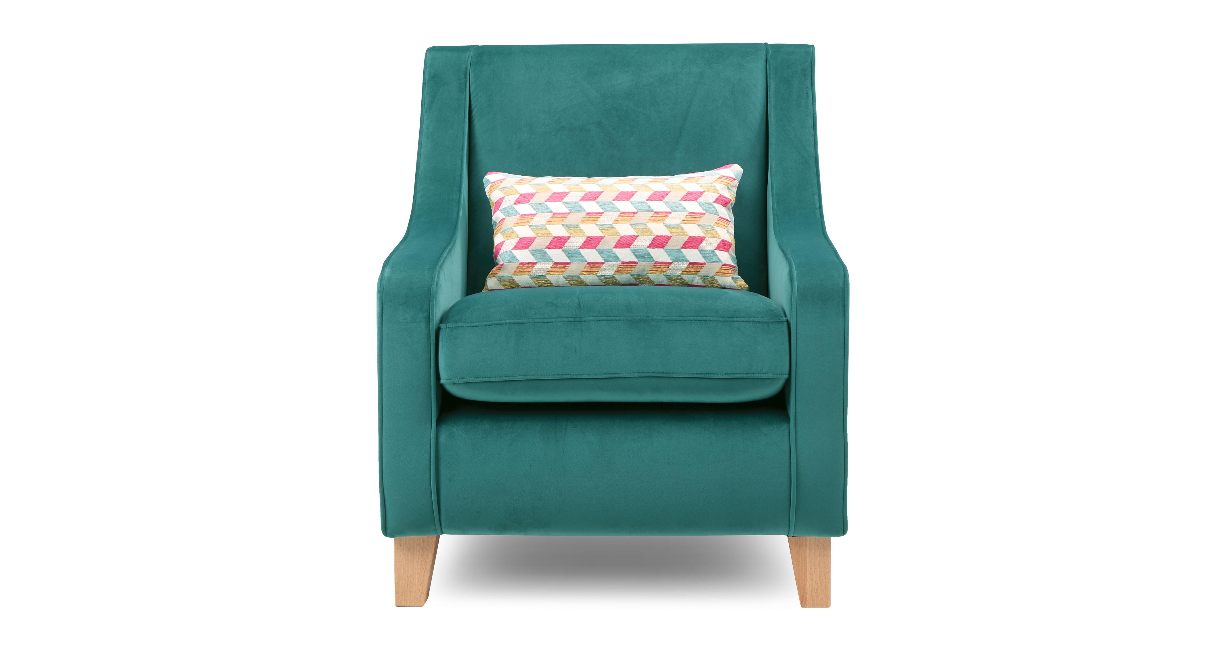 Kian Velvet Accent Chair With Pattern Bolster DFS
