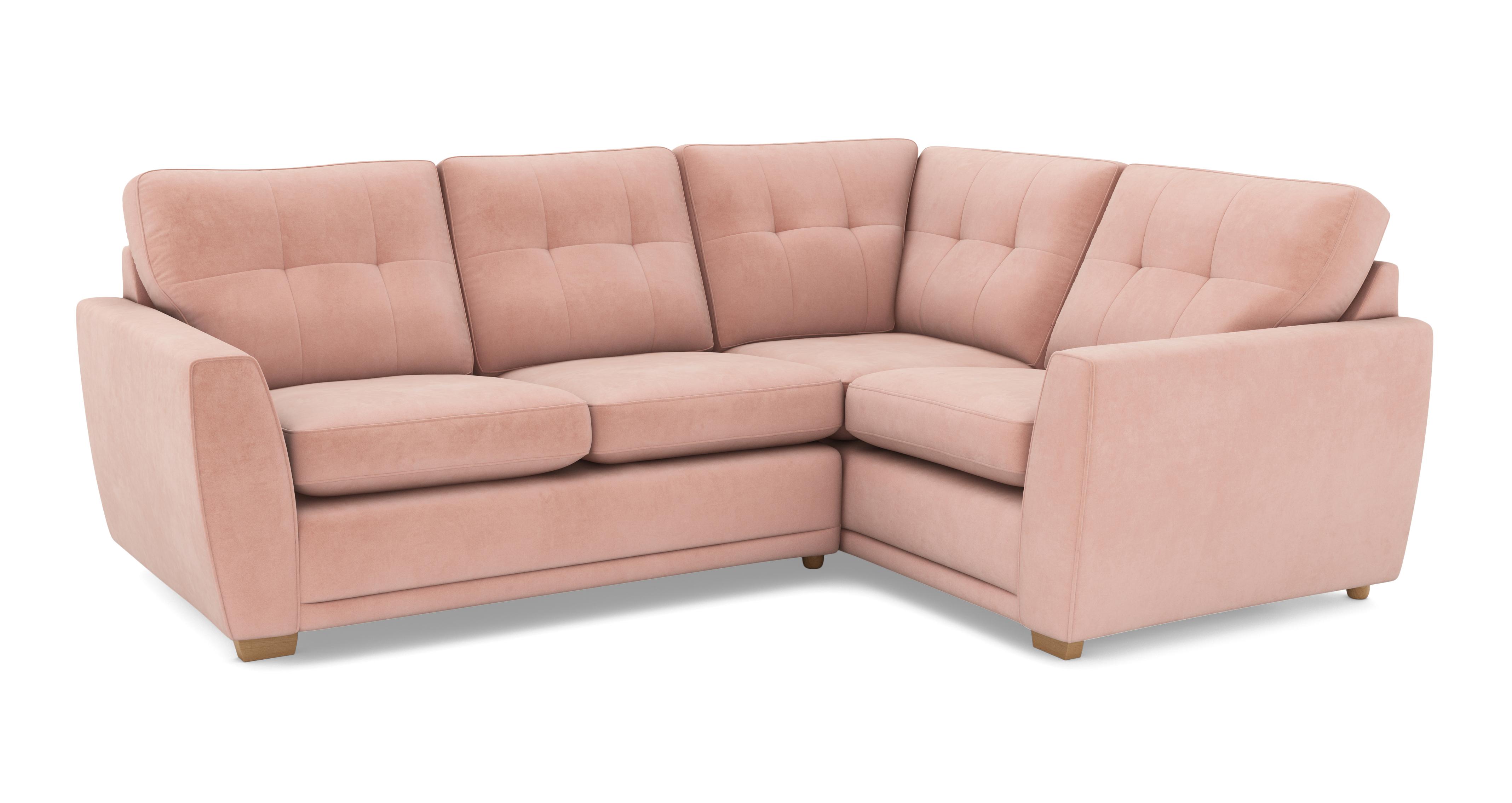 Kian Velvet Left Hand Facing 2 Seater Corner Sofa | DFS