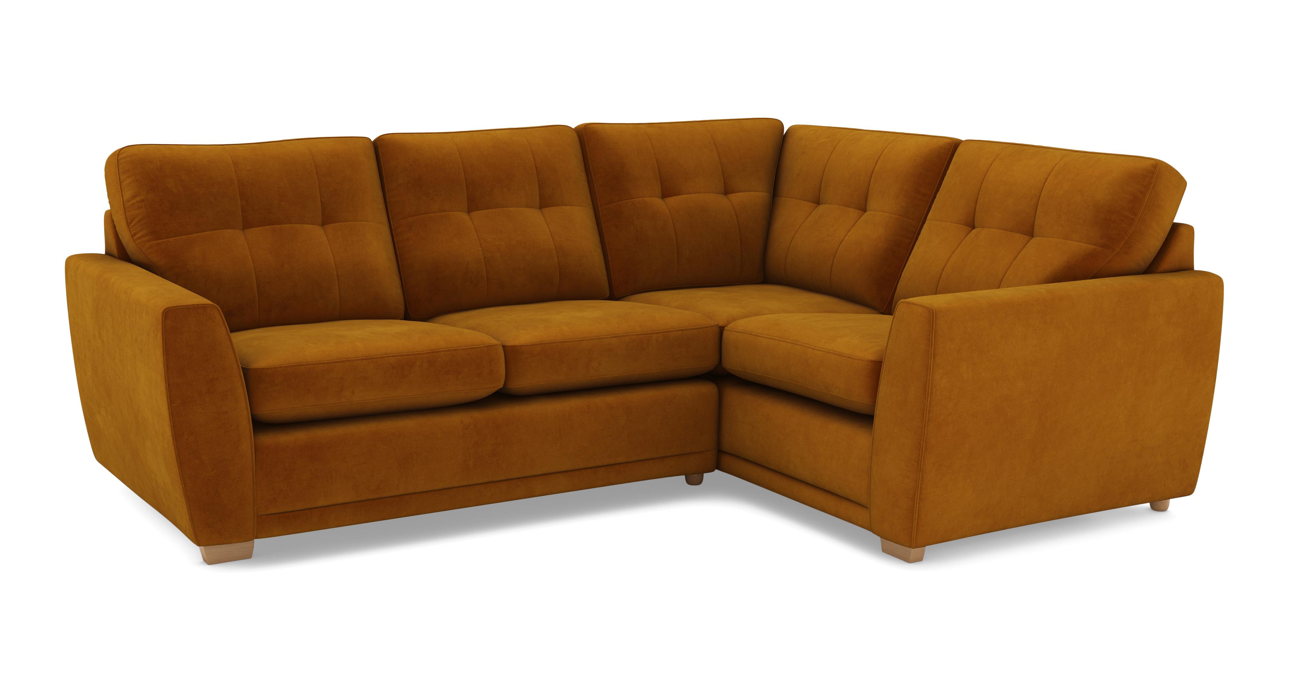 Kian Velvet Left Hand Facing 2 Seater Corner Sofa | DFS