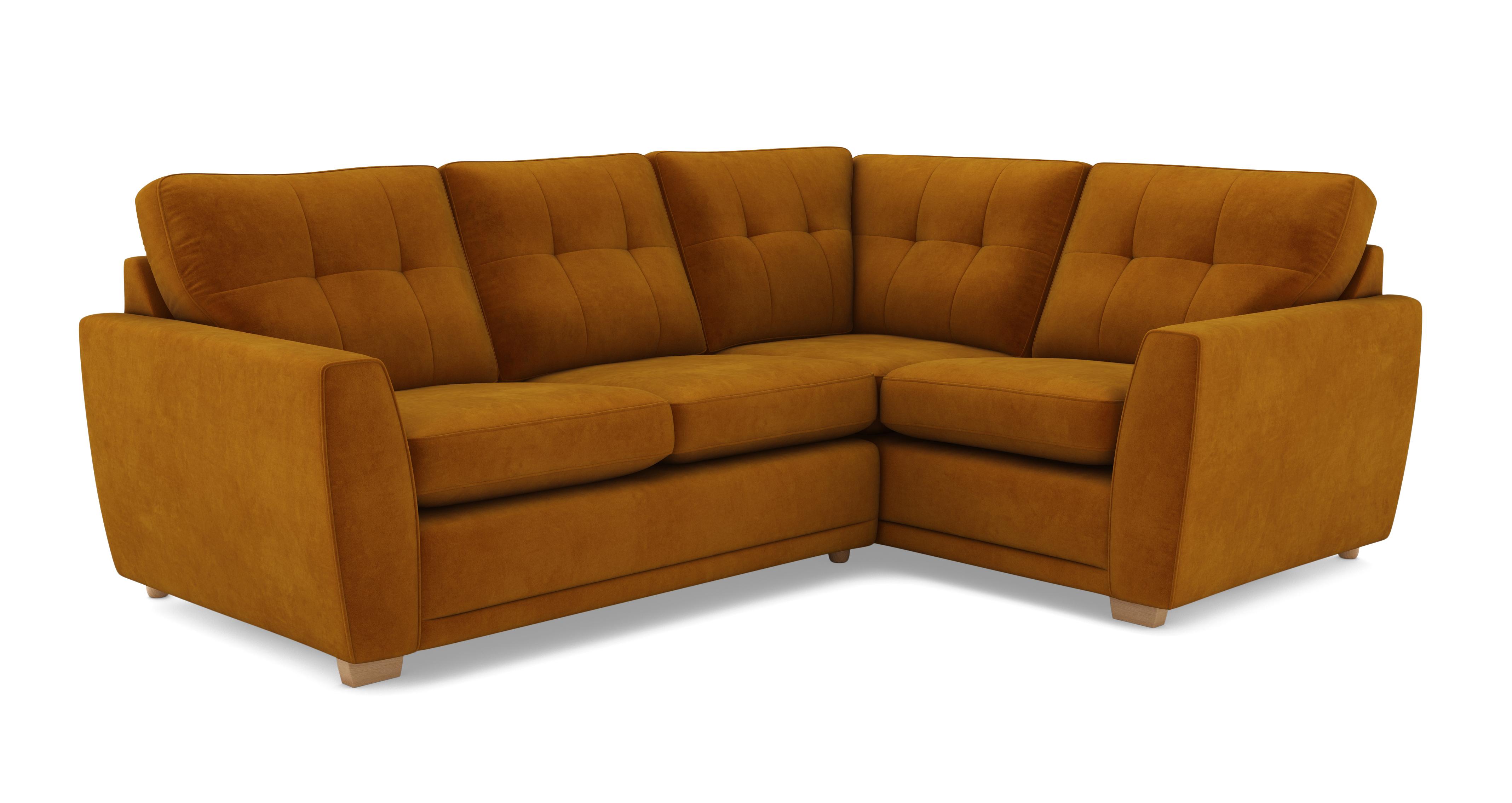 Kian Velvet Left Hand Facing 2 Seater Corner Sofa | DFS