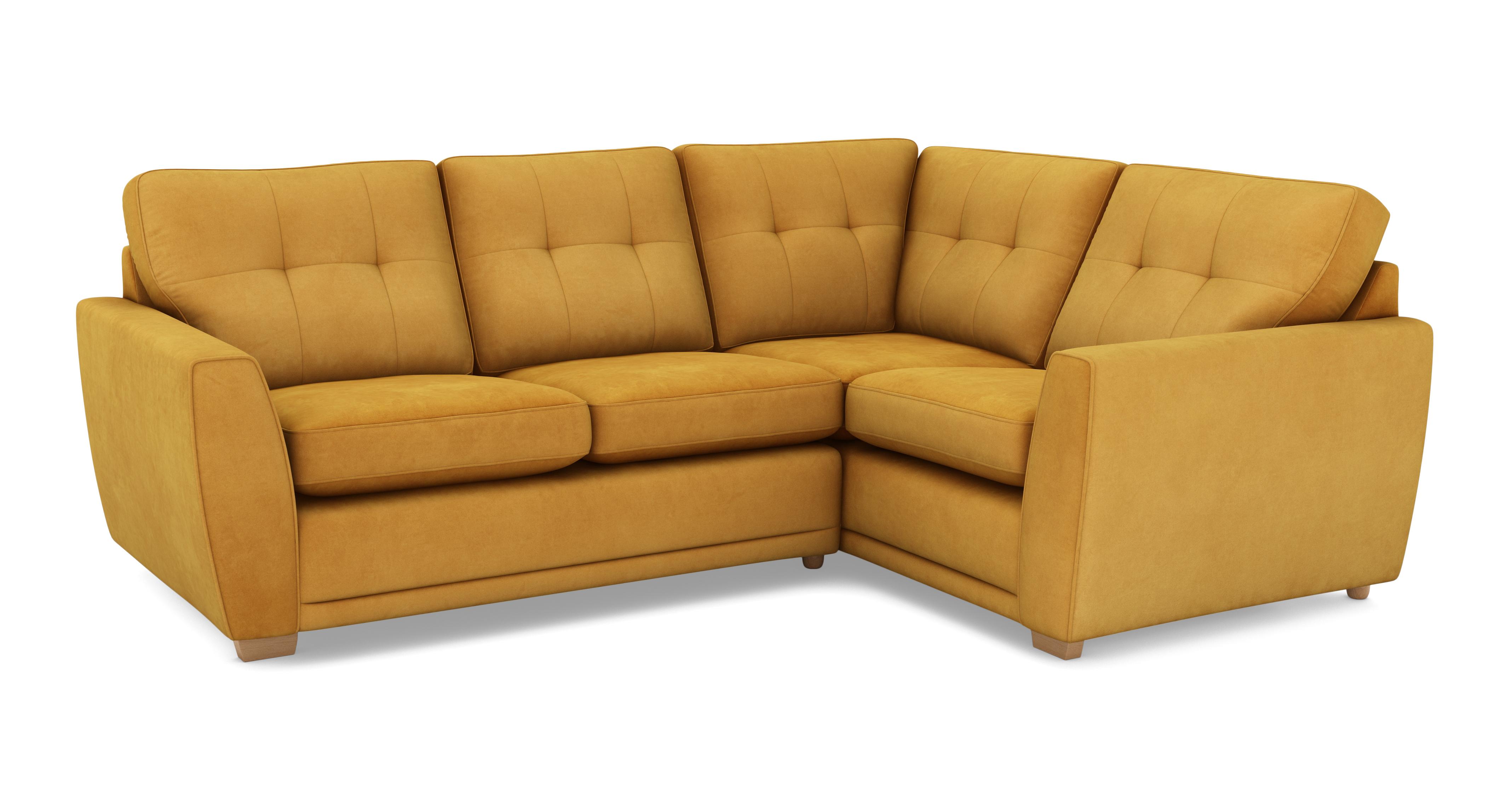 Velvet Left Hand Facing 2 Seater Corner Sofa