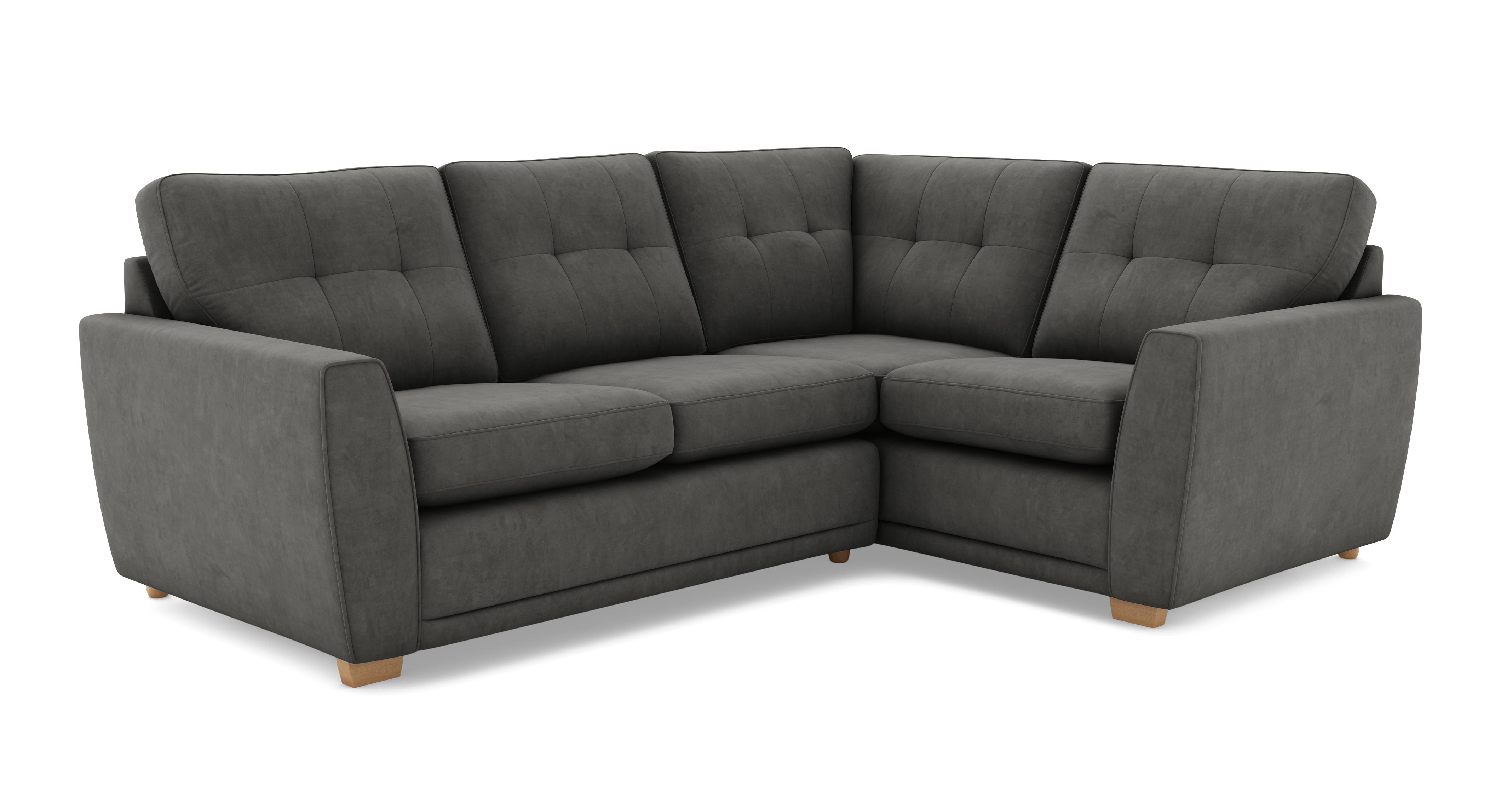 Kian Velvet Left Hand Facing 2 Seater Corner Sofa | DFS