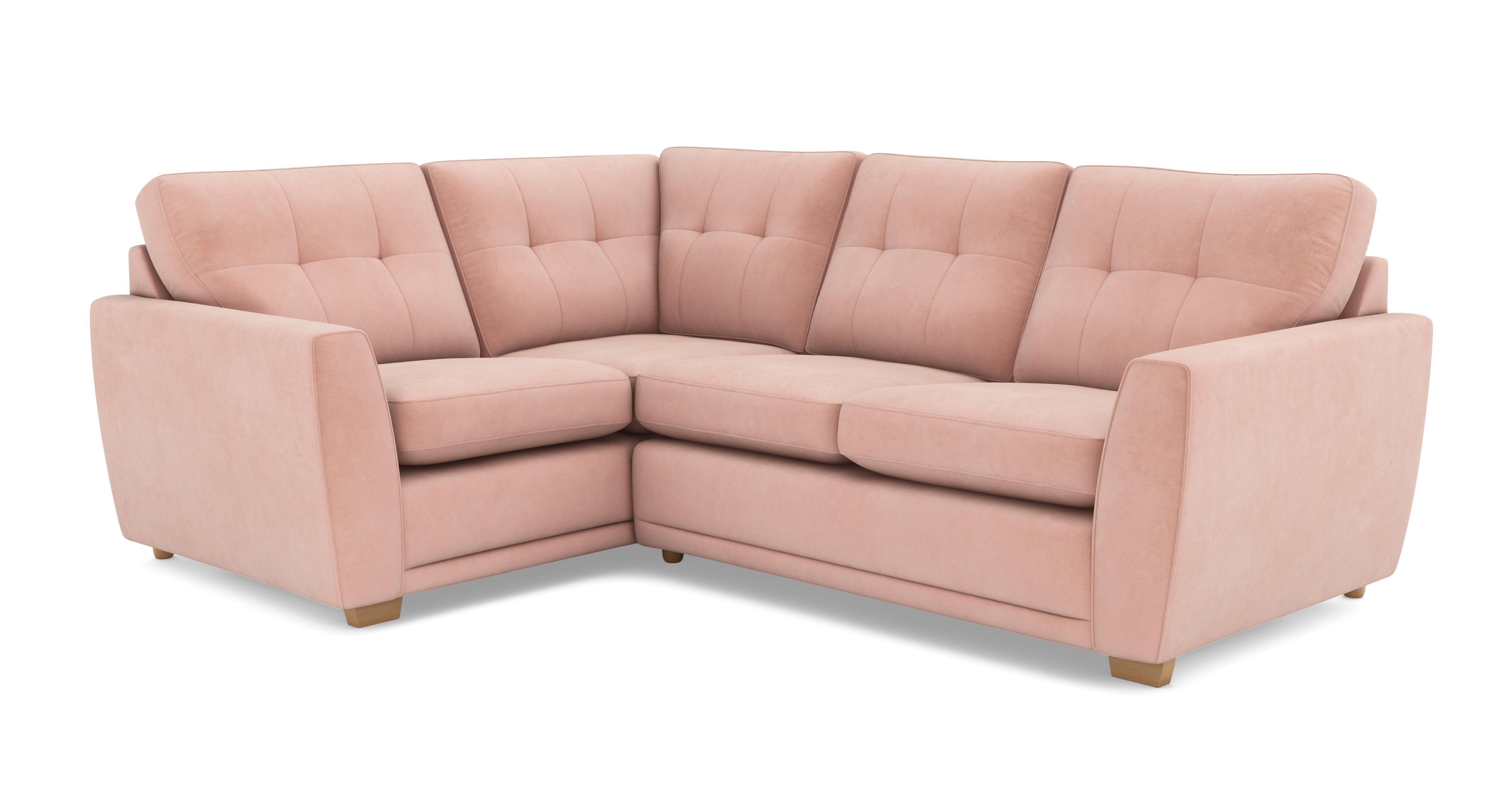 Kian Velvet Right Hand Facing 2 Seater Corner Sofa | DFS