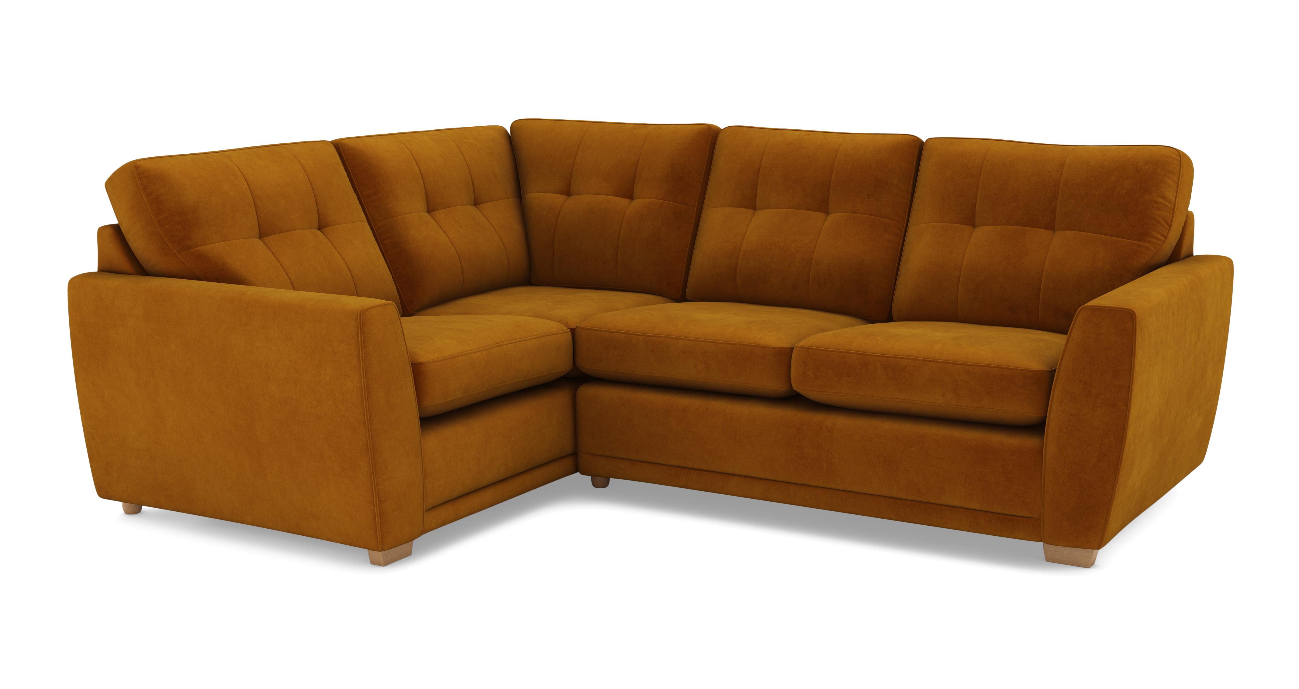 Kian Velvet Right Hand Facing 2 Seater Corner Sofa | DFS