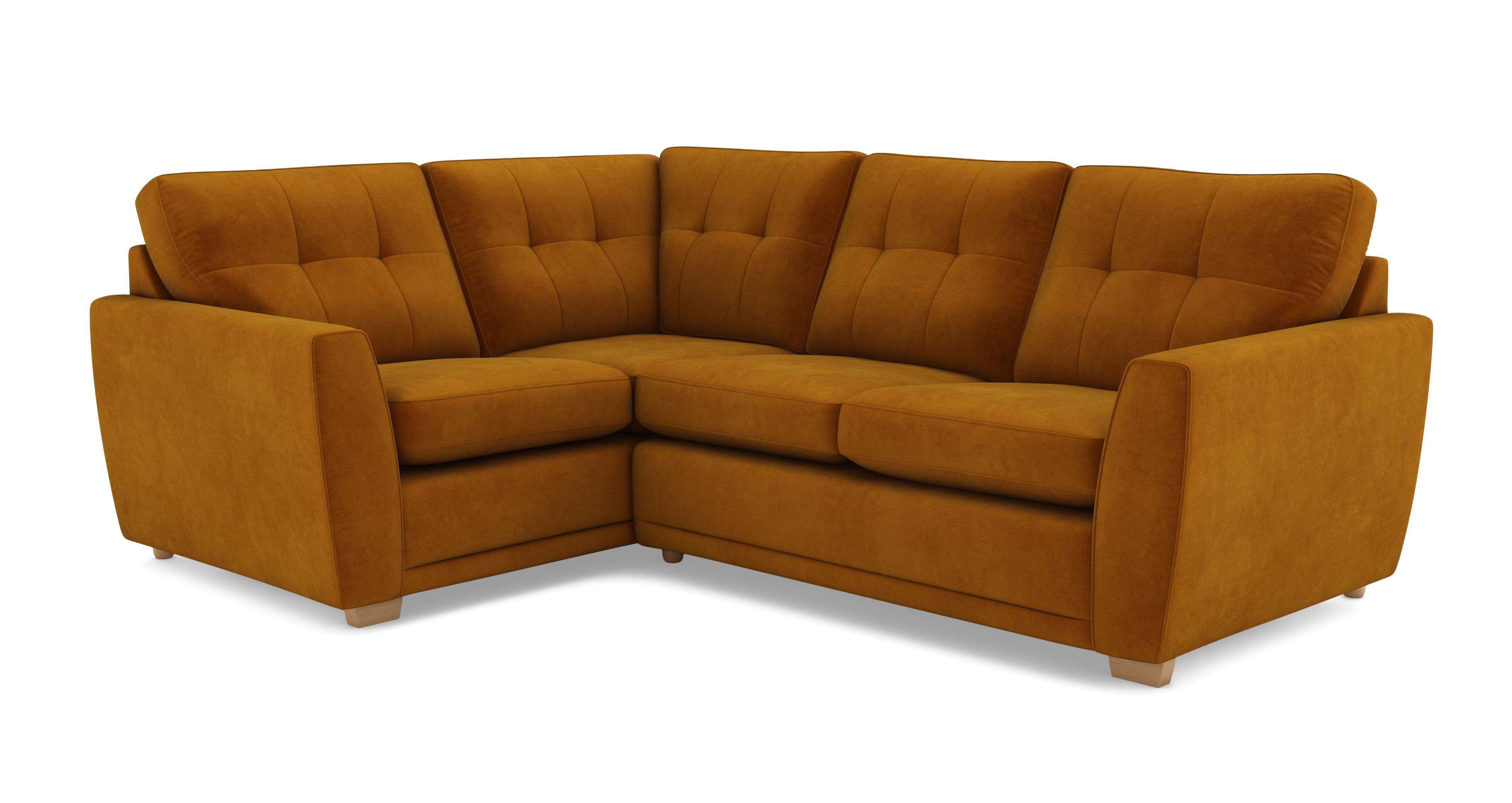 Kian Velvet Right Hand Facing 2 Seater Corner Sofa | DFS