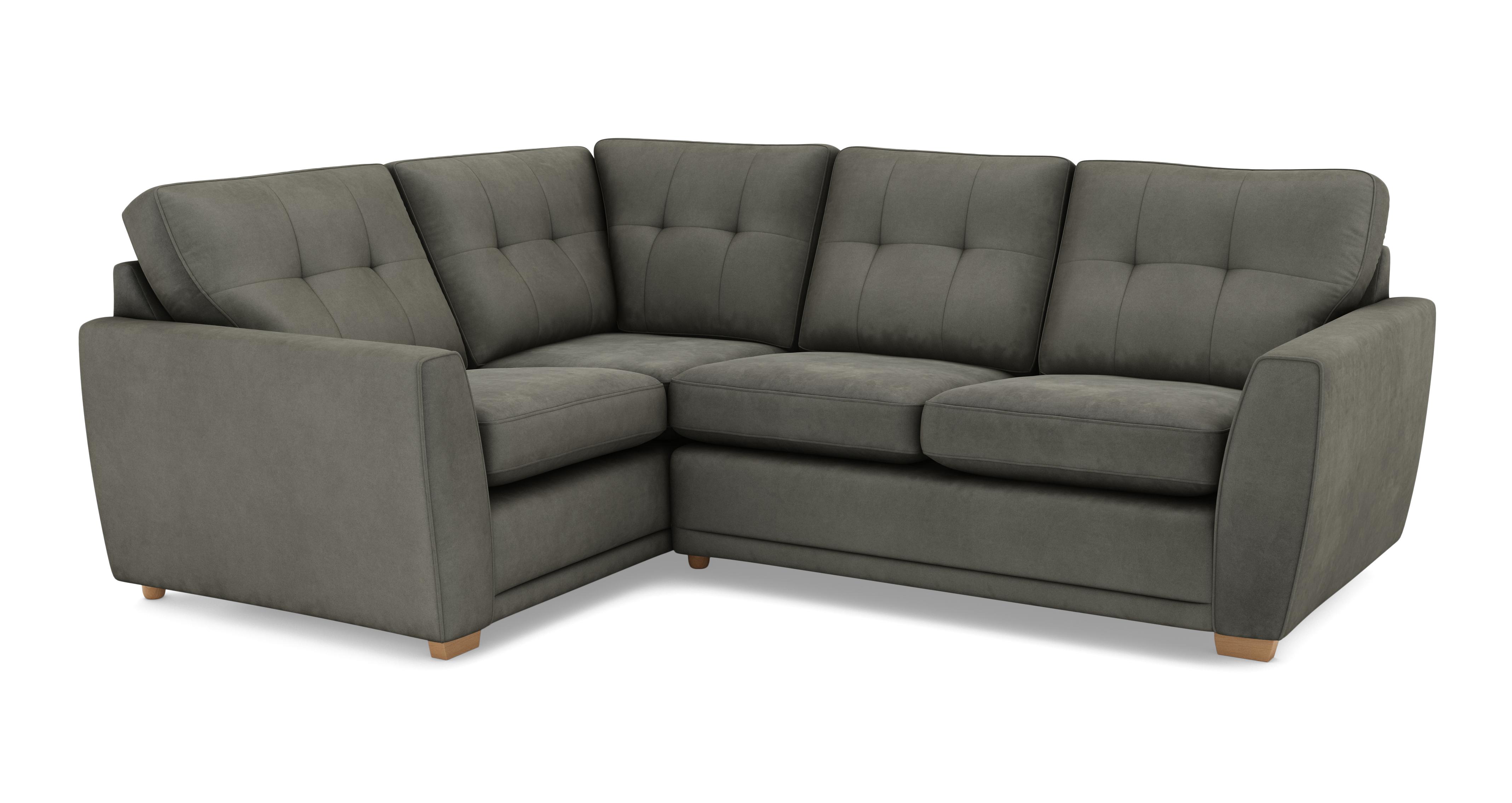 Kian Velvet Right Hand Facing 2 Seater Corner Sofa | DFS