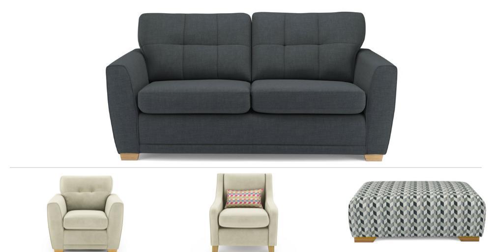 Kian Charcoal Clearance 3 Seater Sofa Armchair Accent Chair Footstool | DFS
