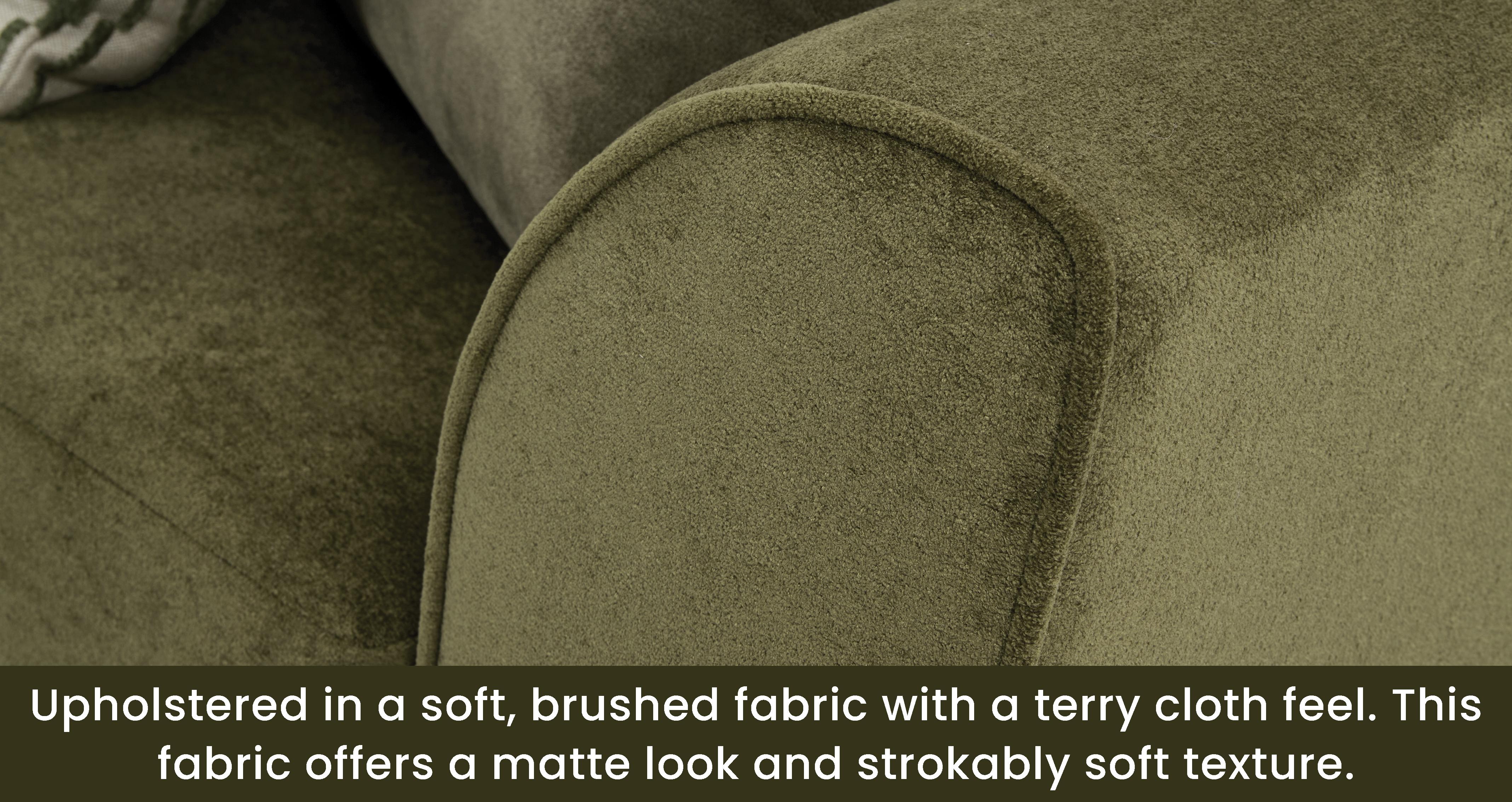 Kiri Pillow Back 4 Seater Lounger in Kiri Plain Combination Khaki and Moss Combination with Distressed Walnut feet