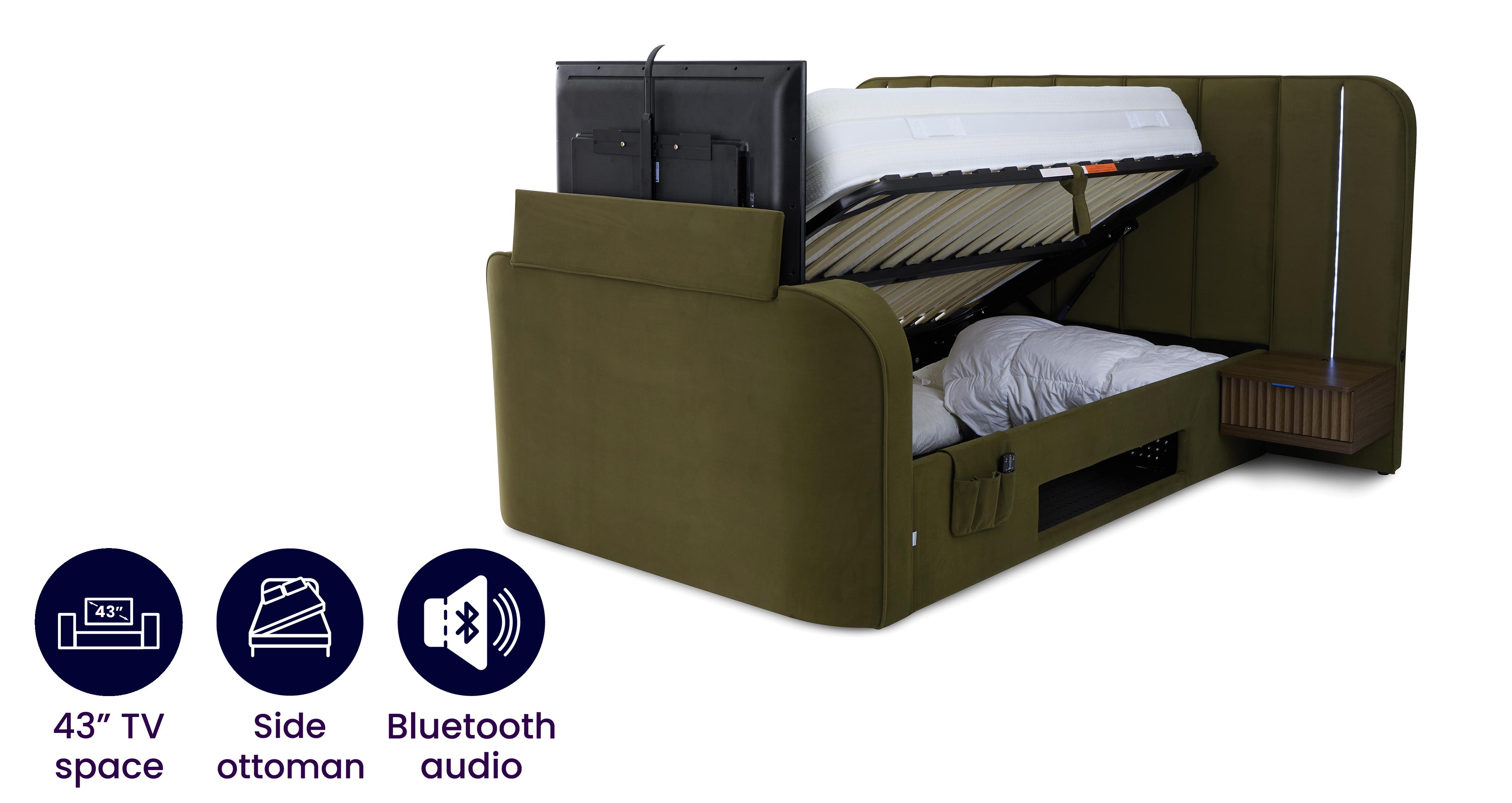 Double Ottoman TV Bedframe