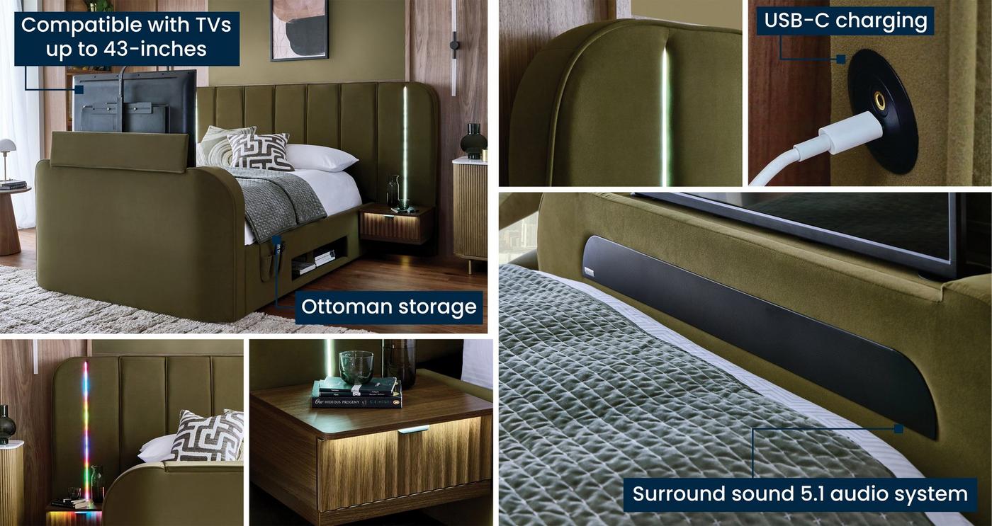 Double Ottoman TV Bedframe view 6