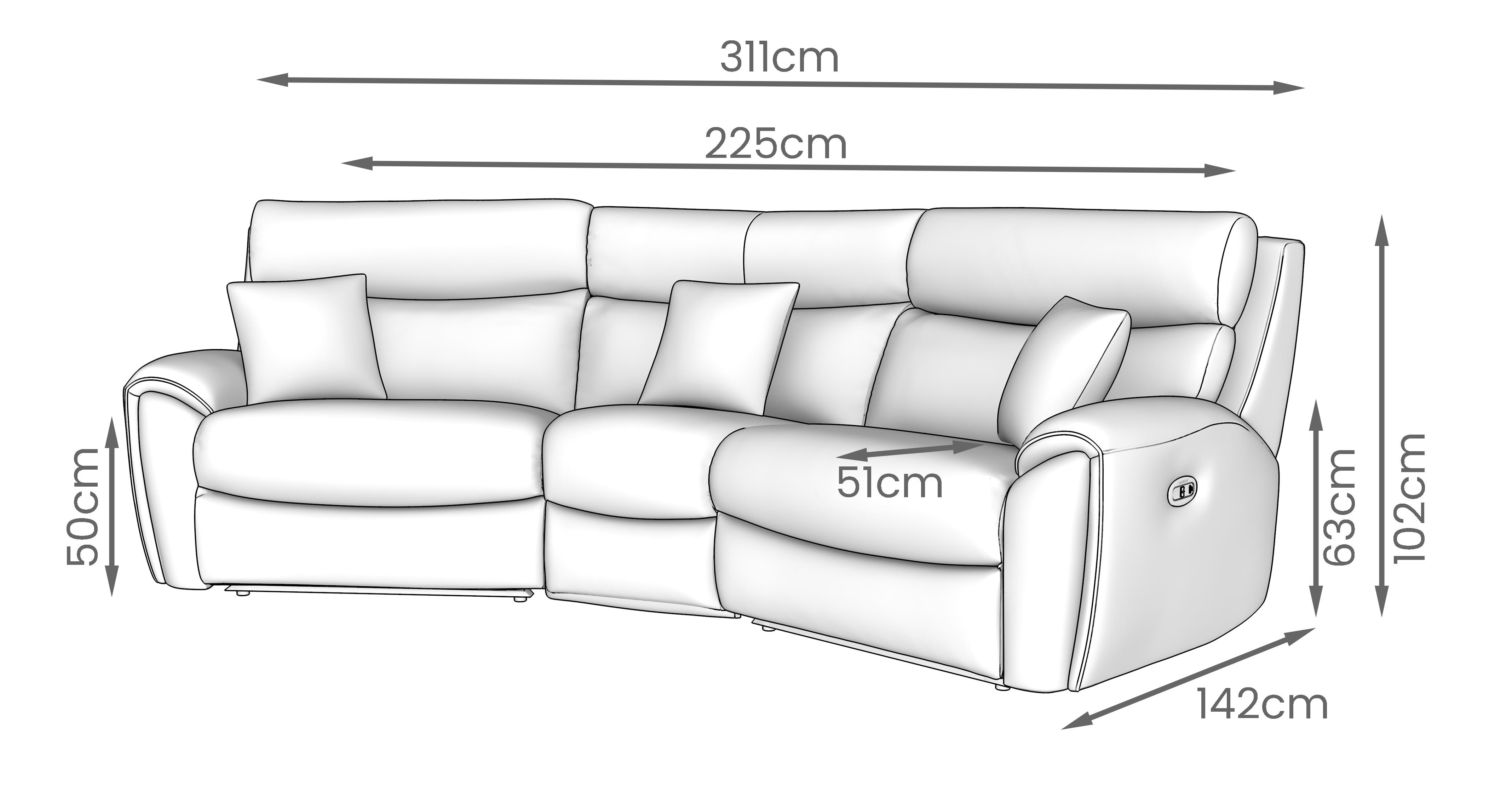 Lakewood 4 Seat Curved Power Plus Recliner in Corvara Fabric Sand