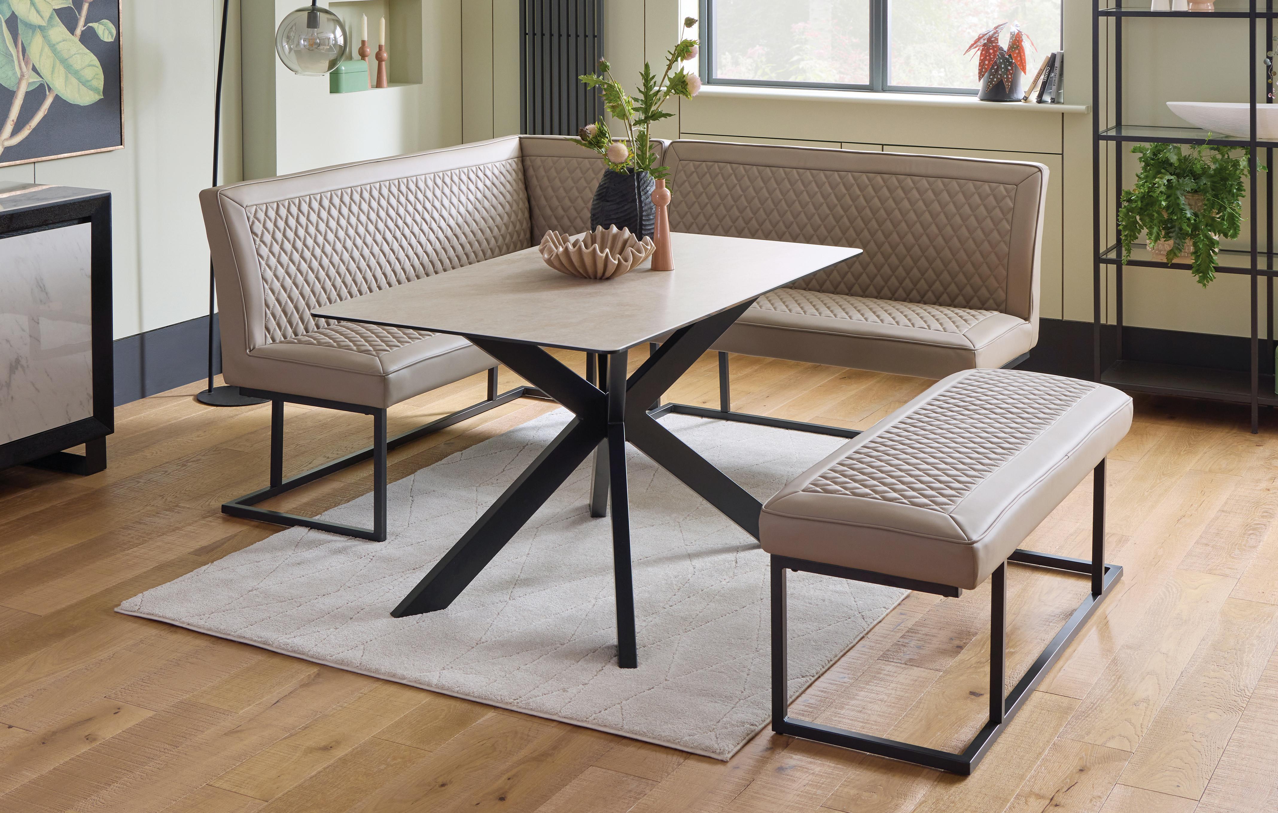 Fixed Dining Table and Left Hand Facing Corner Bench Set