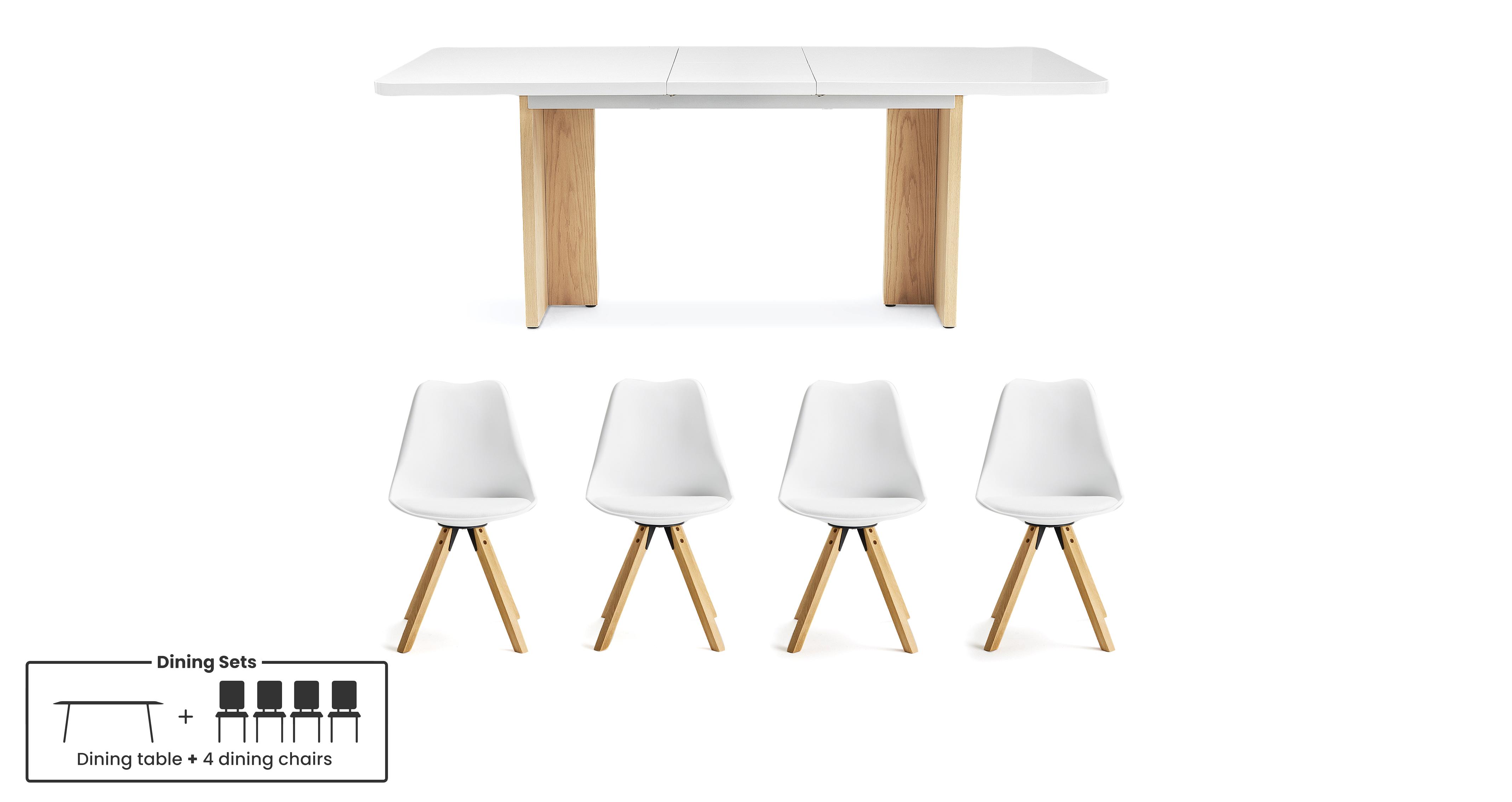 Lani Extending Dining Table And 4 White Chairs DFS