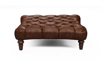 Leather Square Footstool 