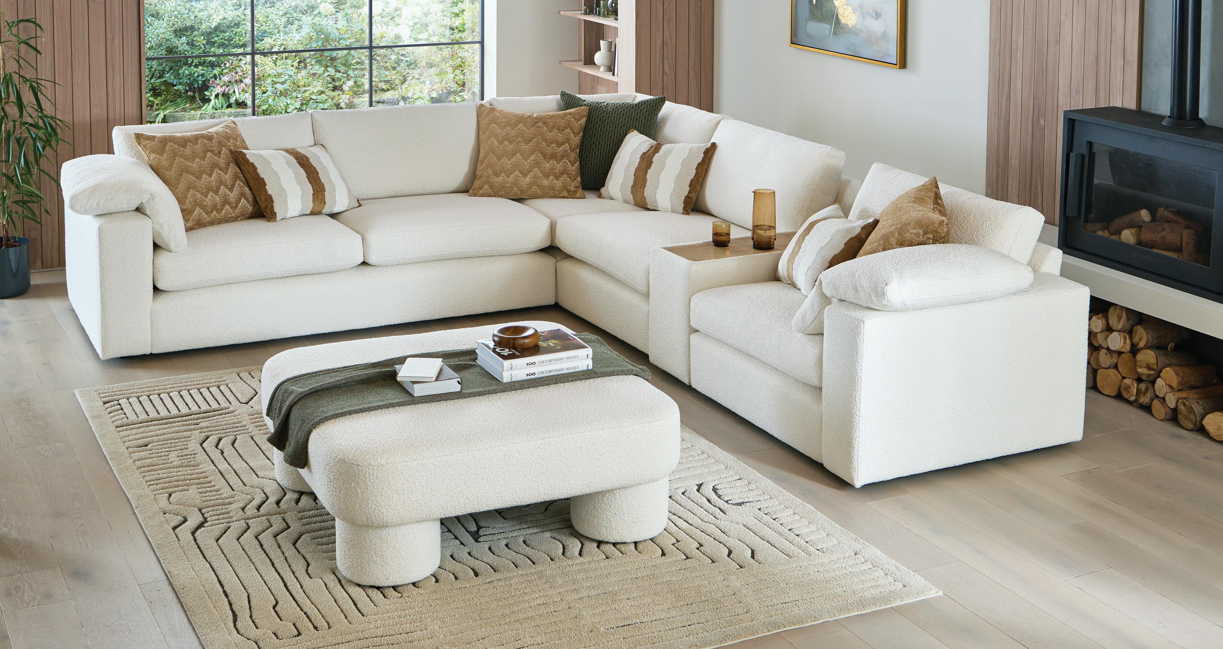 Lenora Accent Chair in Lenora Boucle Combination Natural and Chestnut Combination with Oak feet